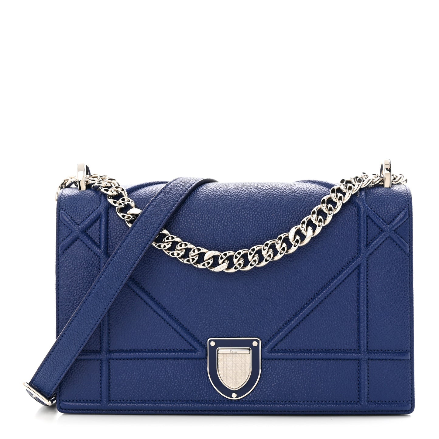 Grained Calfskin Small Diorama Flap Bag Bleu De Minuit