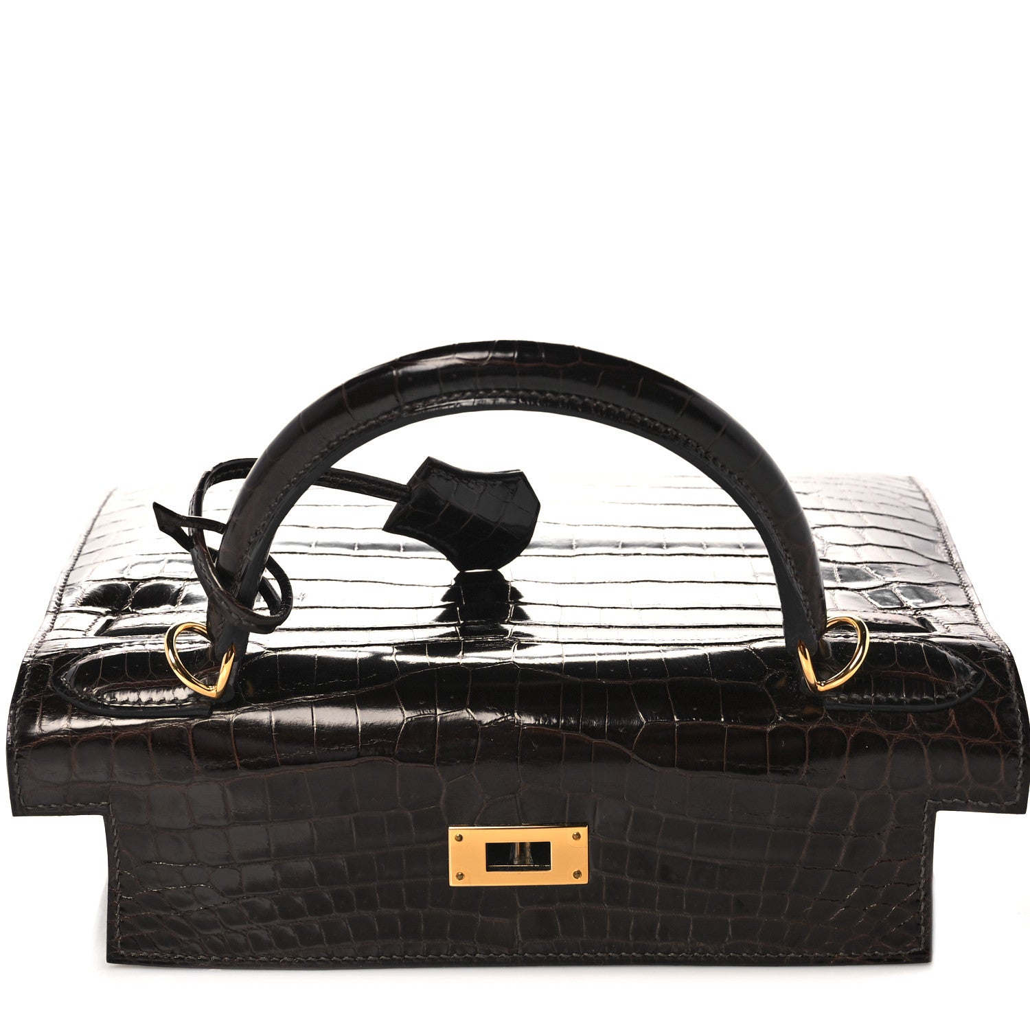 Hermes Shiny Niloticus Crocodile Kelly Sellier 28 Macassar 18 of 38