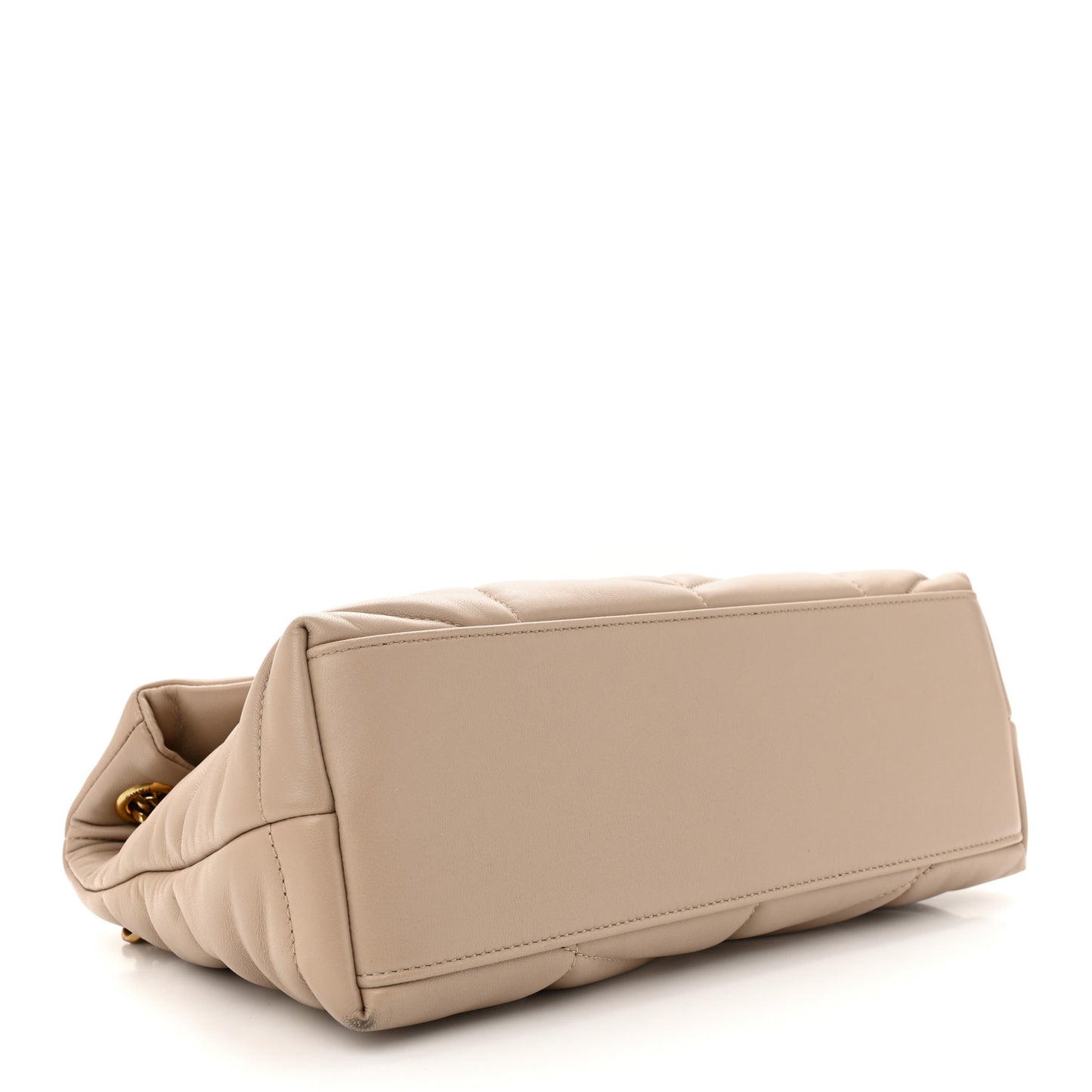 Lambskin Quilted Small Loulou Puffer Monogram Chain Satchel Dark Beige