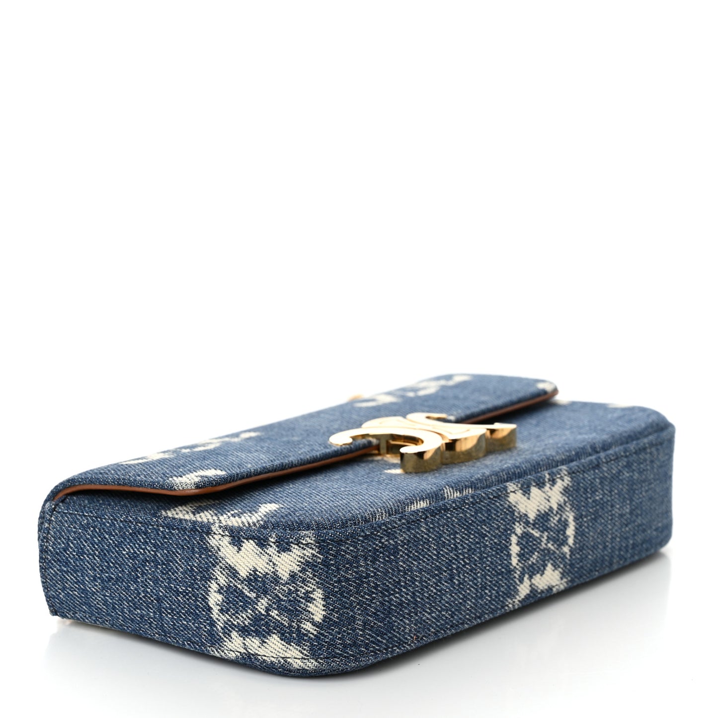 Denim Triomphe Chain Shoulder Bag Navy Tan