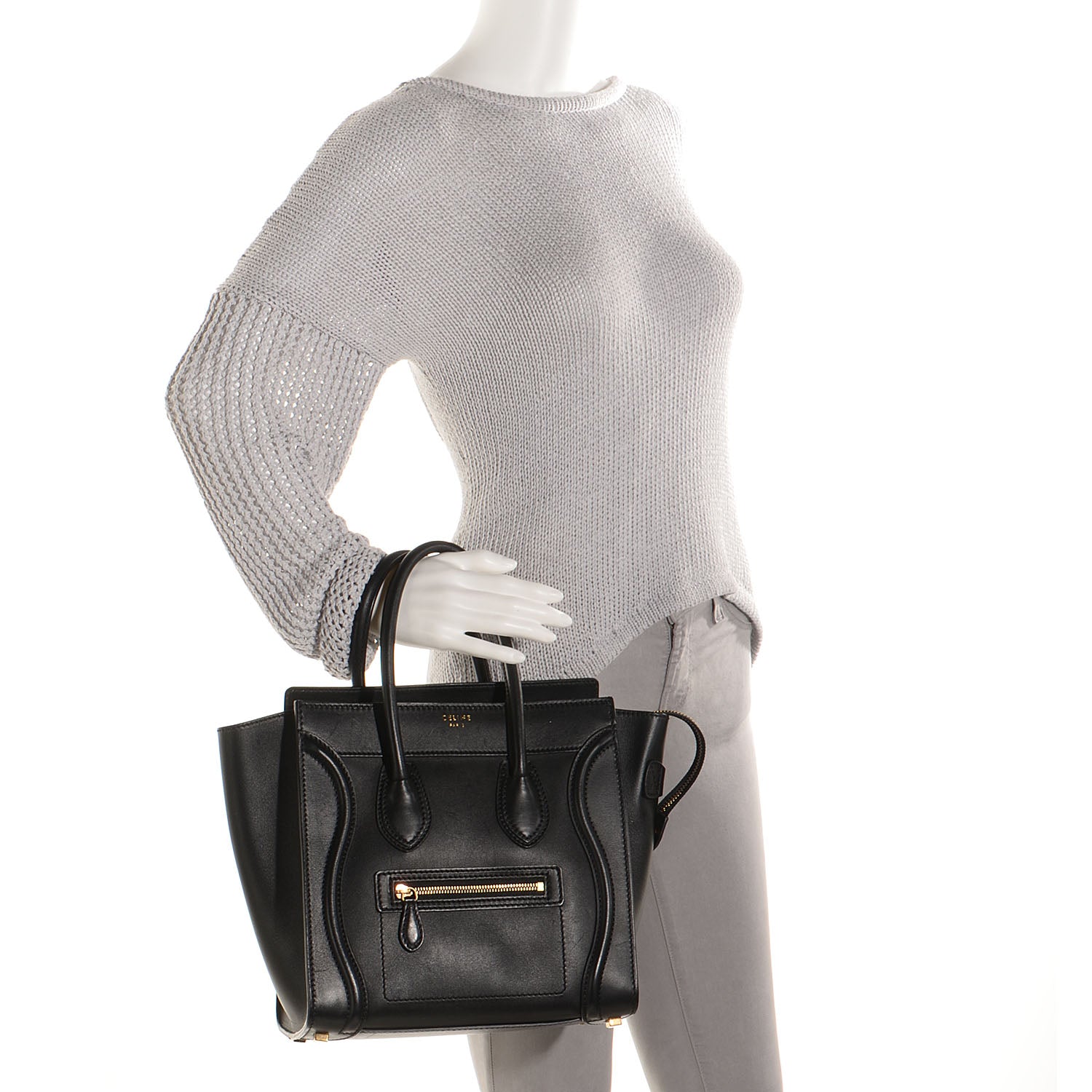 Celine Smooth Calfskin Micro Luggage Black 2 of 11