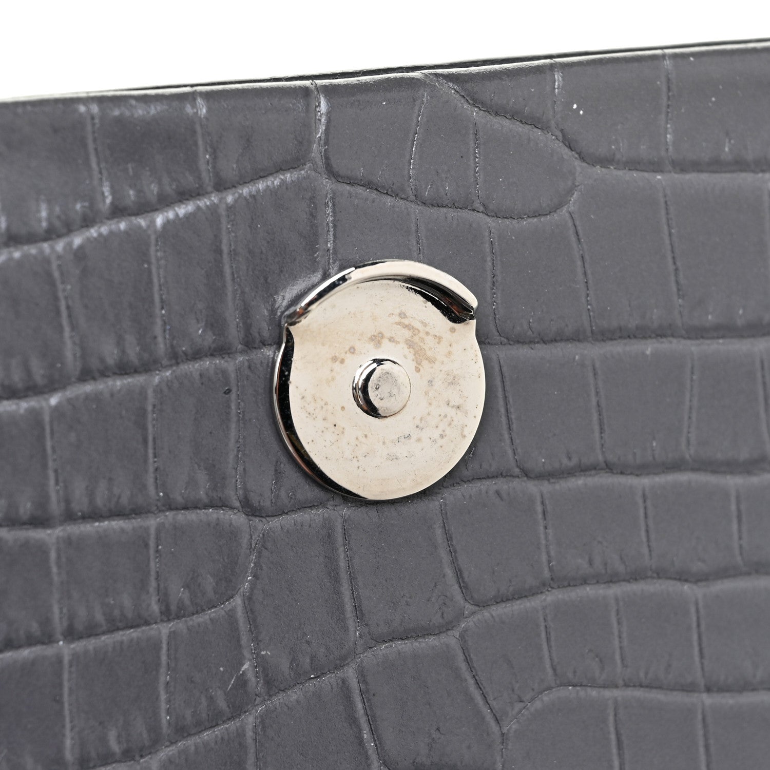 Saint Laurent Calfskin Crocodile Embossed Medium Classic Monogram Kate Tassel Satchel Dark Grey 9 of 11