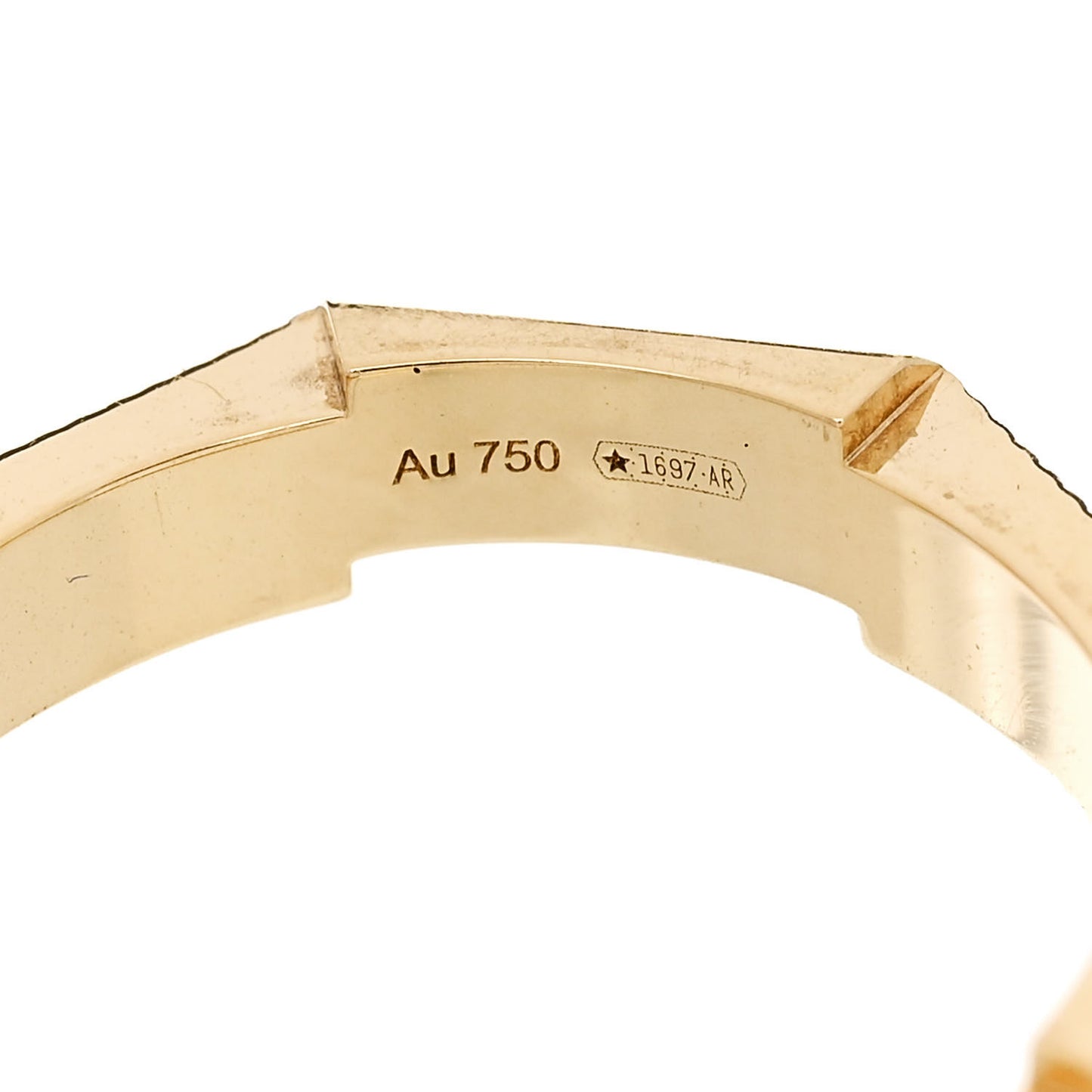 18K Yellow Gold Link To Love Striped Ring 54 6.75
