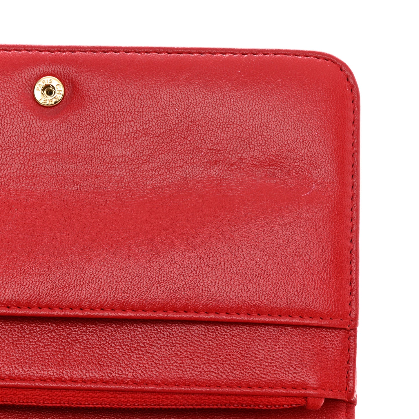 Sheepskin Quilted Mademoiselle Vintage Wallet On Chain WOC Red