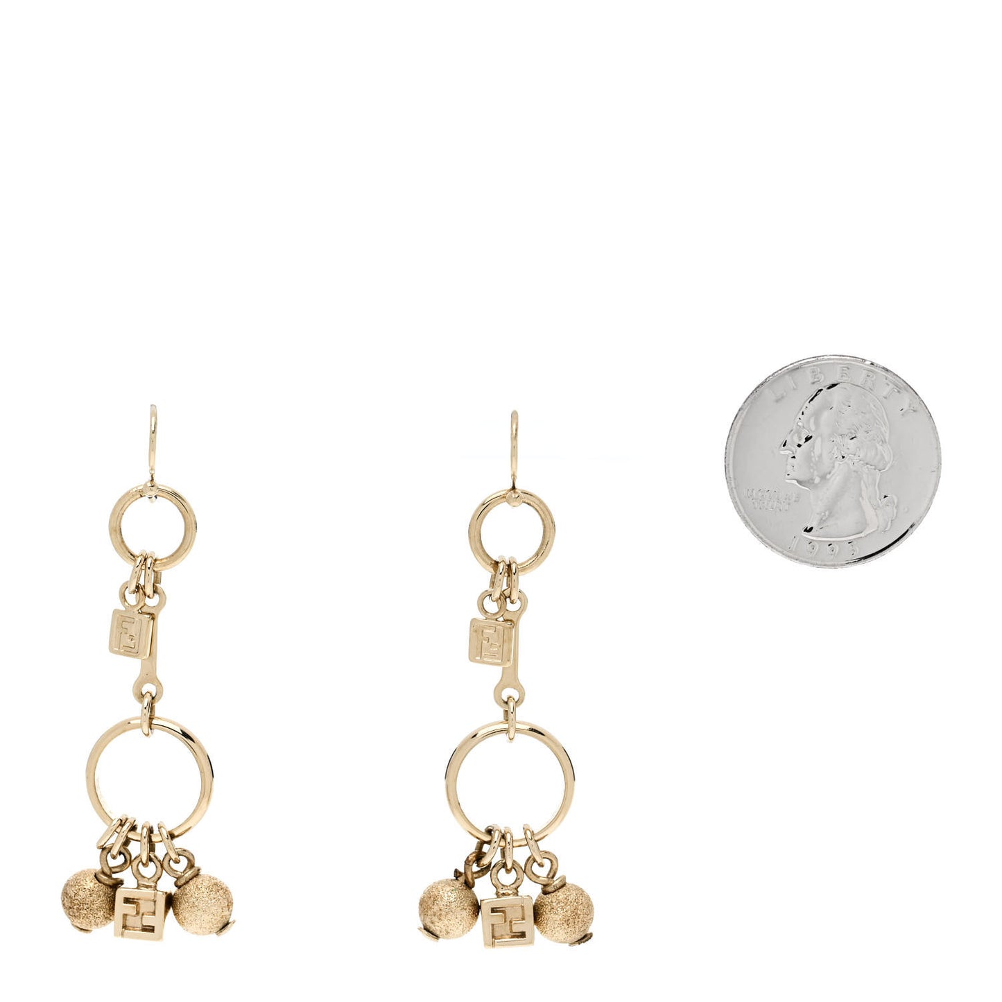 Metal Cube FF Hoop Drop Earrings Gold Silver