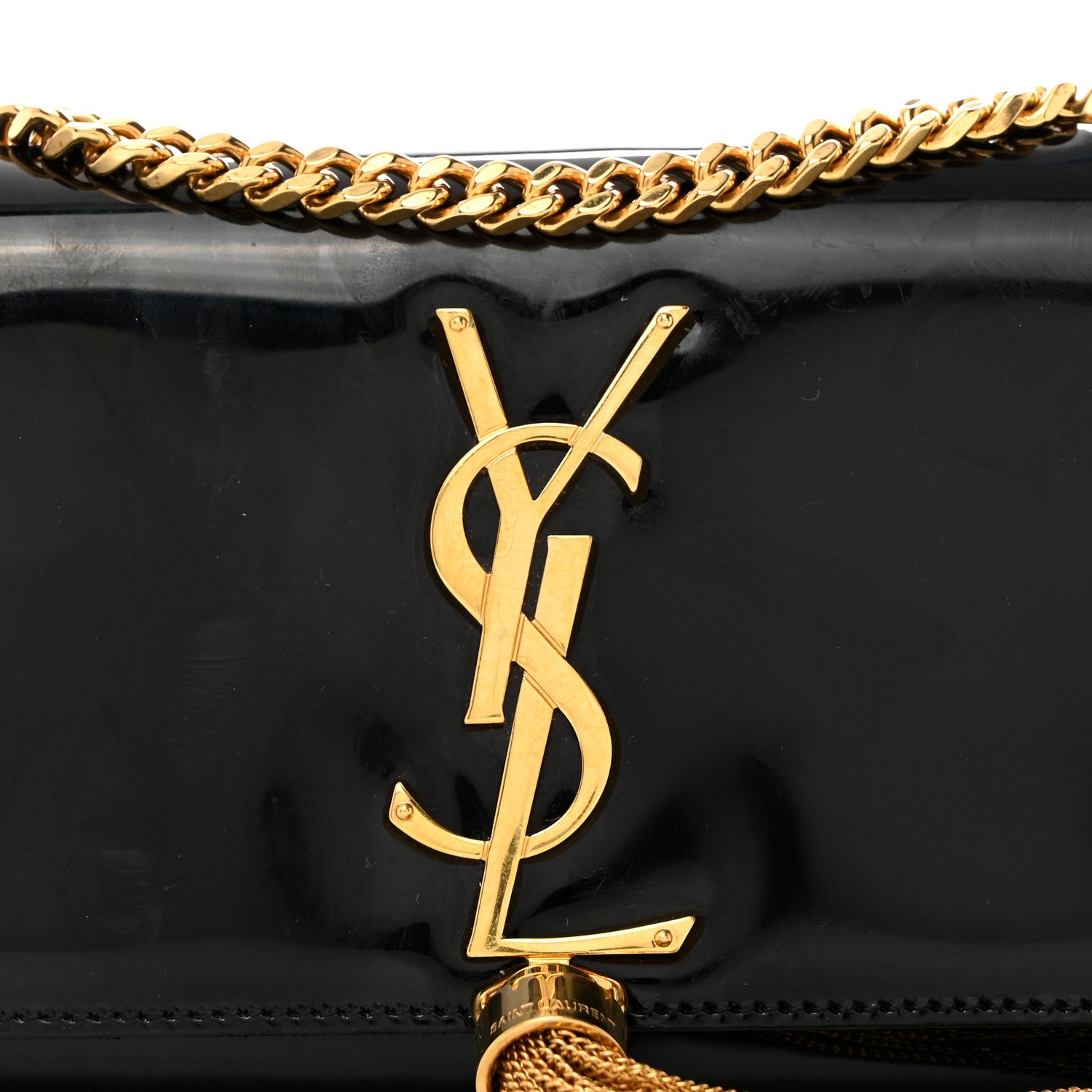 Saint Laurent Patent Small Classic Monogram Kate Tassel Satchel Black 8 of 10
