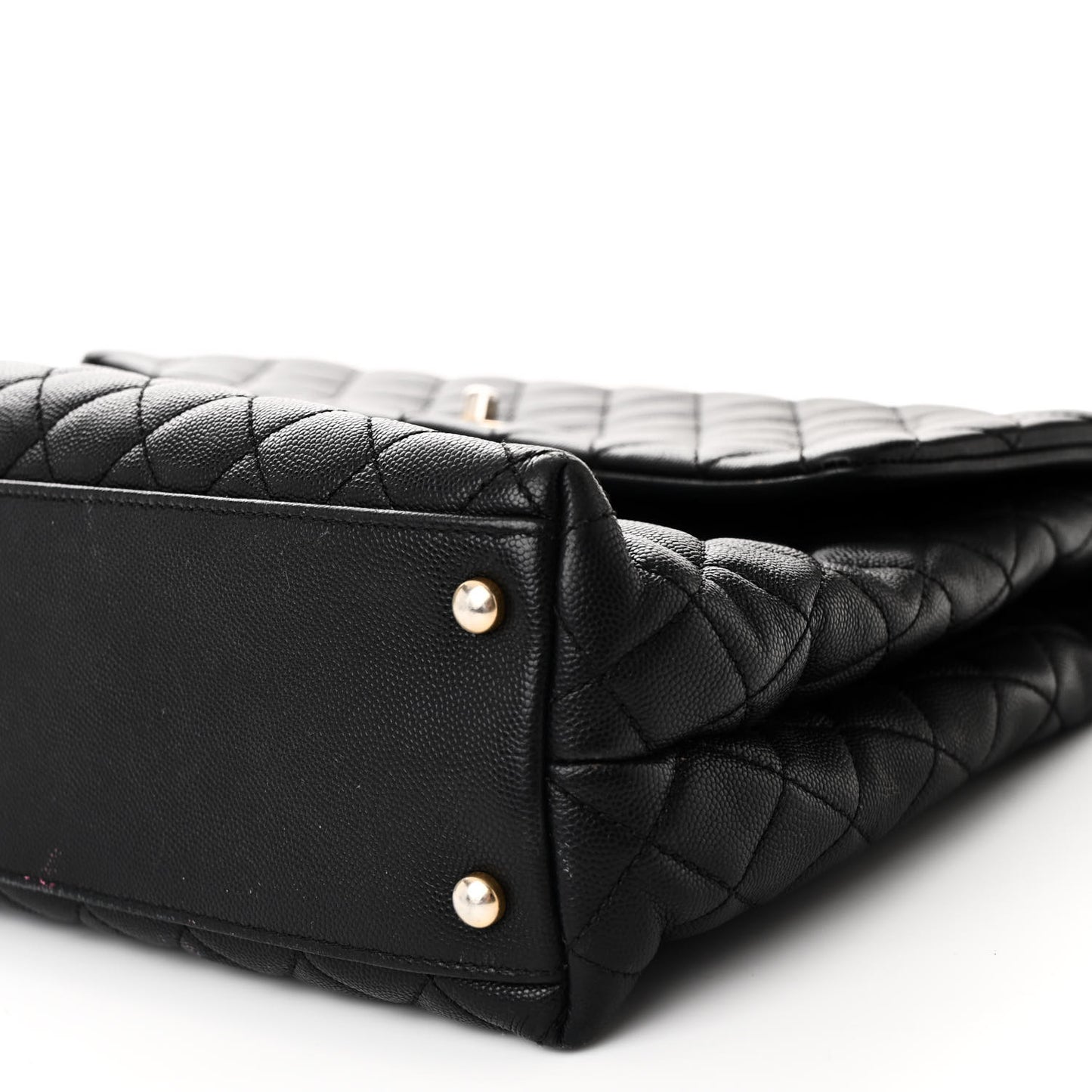 Caviar Lizard Quilted Large Coco Handle Flap Black