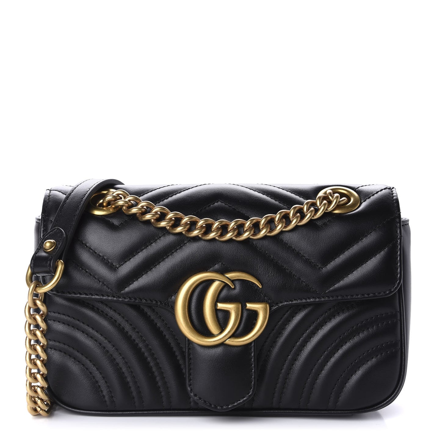 Calfskin Matelasse Mini GG Marmont Shoulder Bag Black