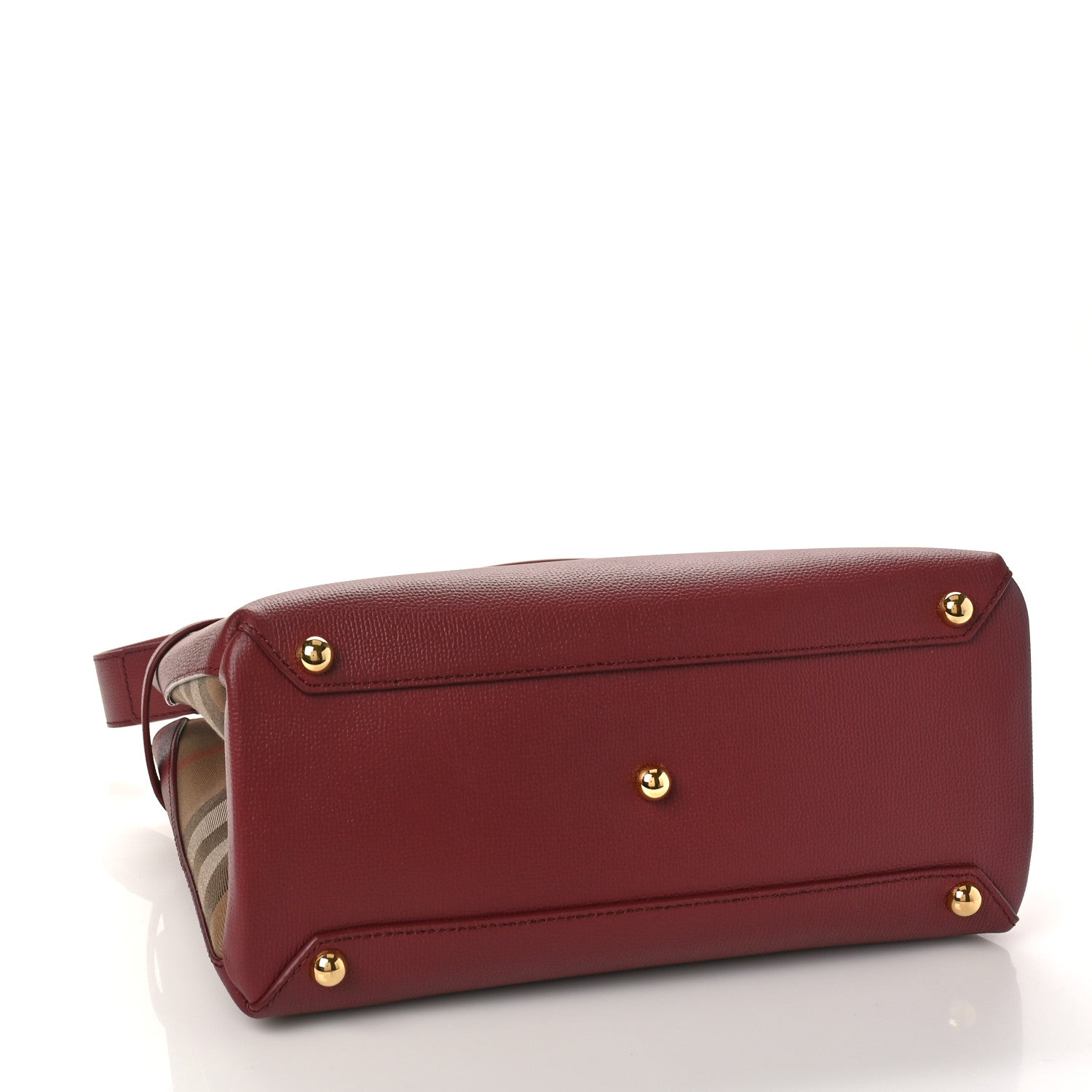 Burberry Derby Calfskin House Check Medium Banner Tote Crimson 4 of 8