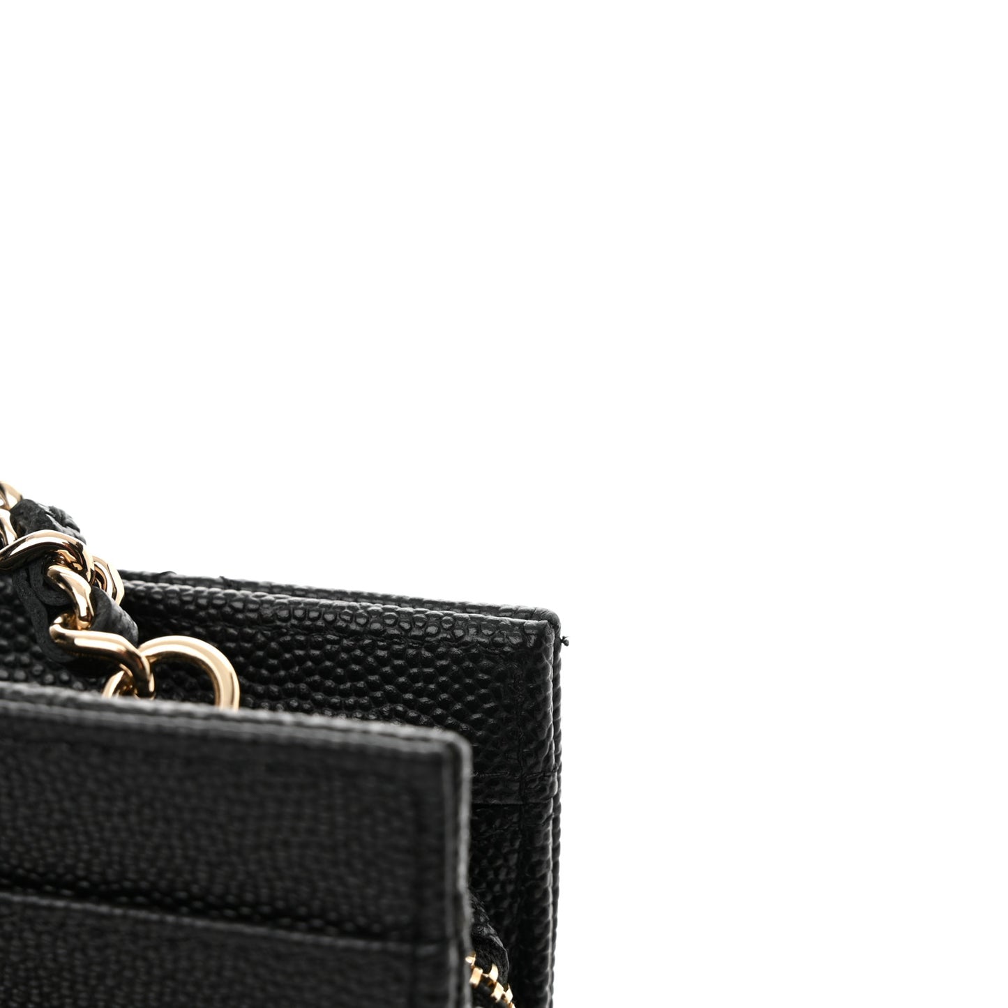 Caviar Quilted In & Out Chain Wallet Black
