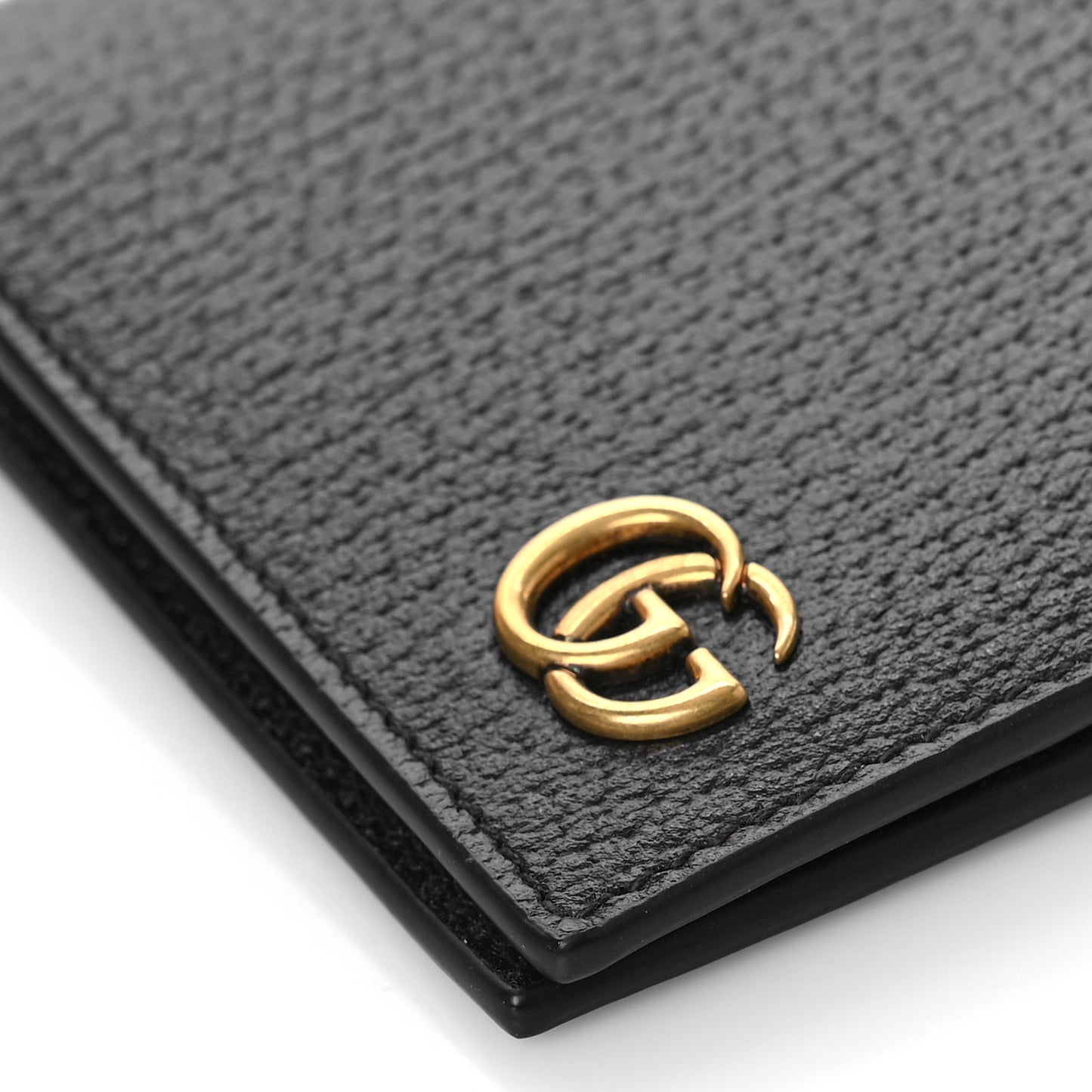 Calfskin Boar Effect GG Marmont Bi-Fold Wallet Black