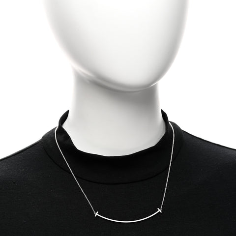 Sterling Silver Large T Smile Pendant Necklace