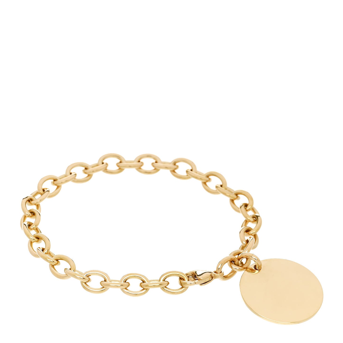 18K Yellow Gold Round Tag Charm Bracelet