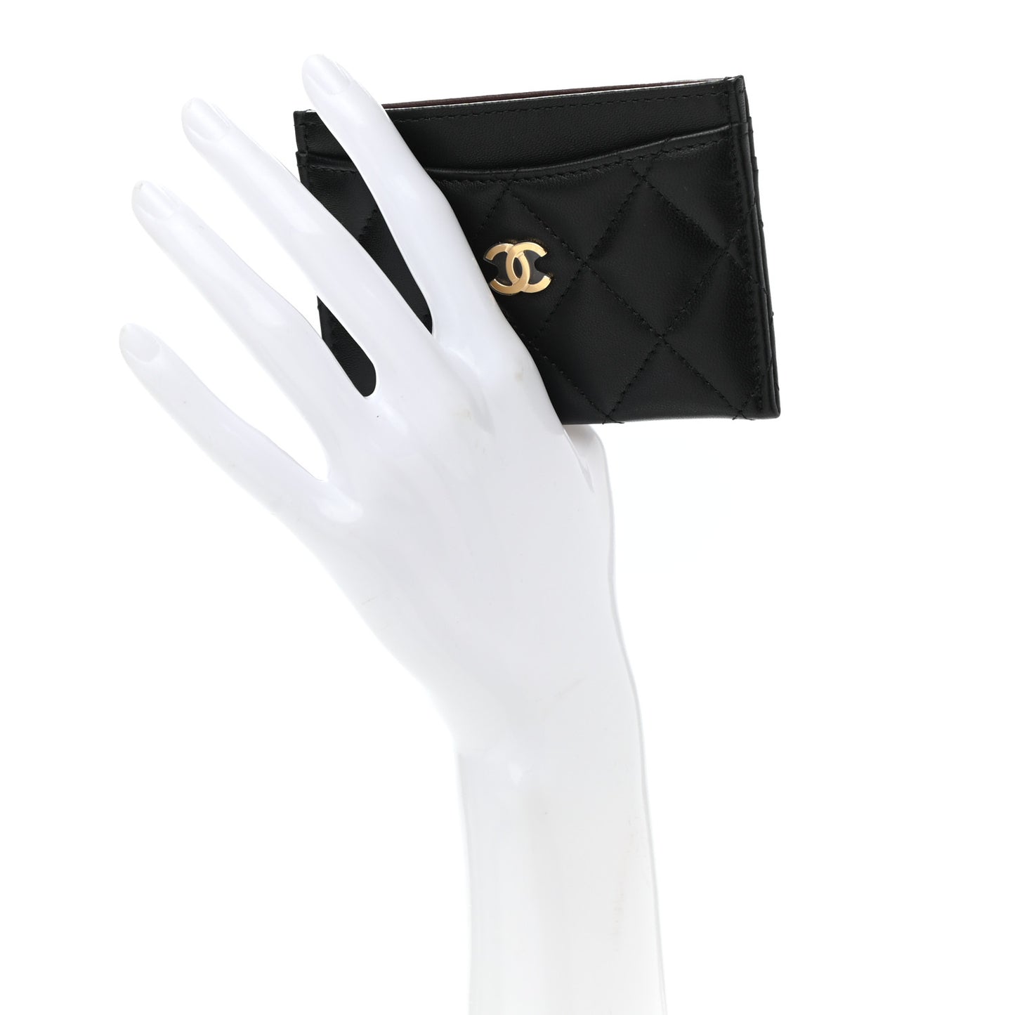 Lambskin Quilted Card Holder Black