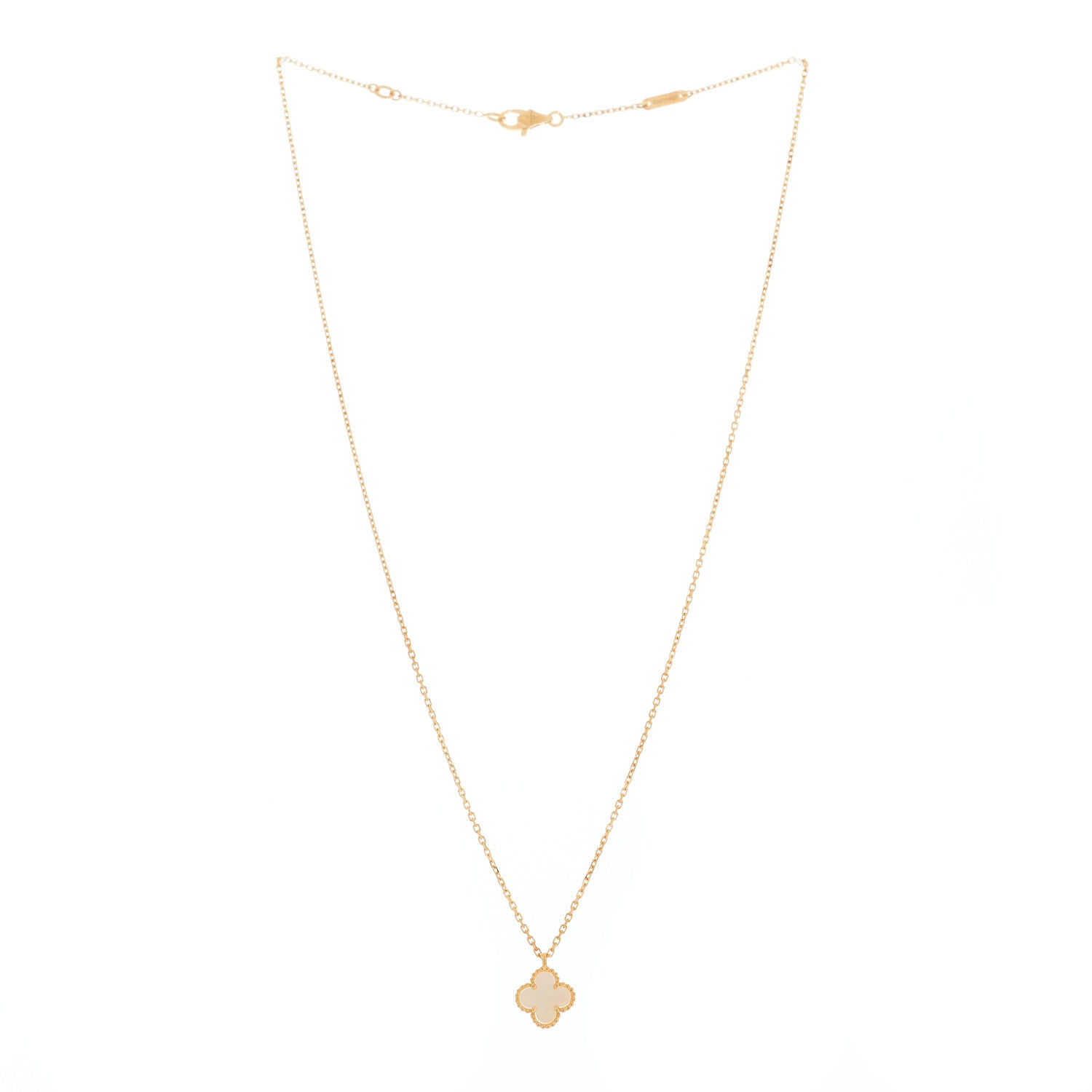 Van Cleef & Arpels 18K Yellow Gold Mother of Pearl Sweet Alhambra Pendant Necklace 3 of 5