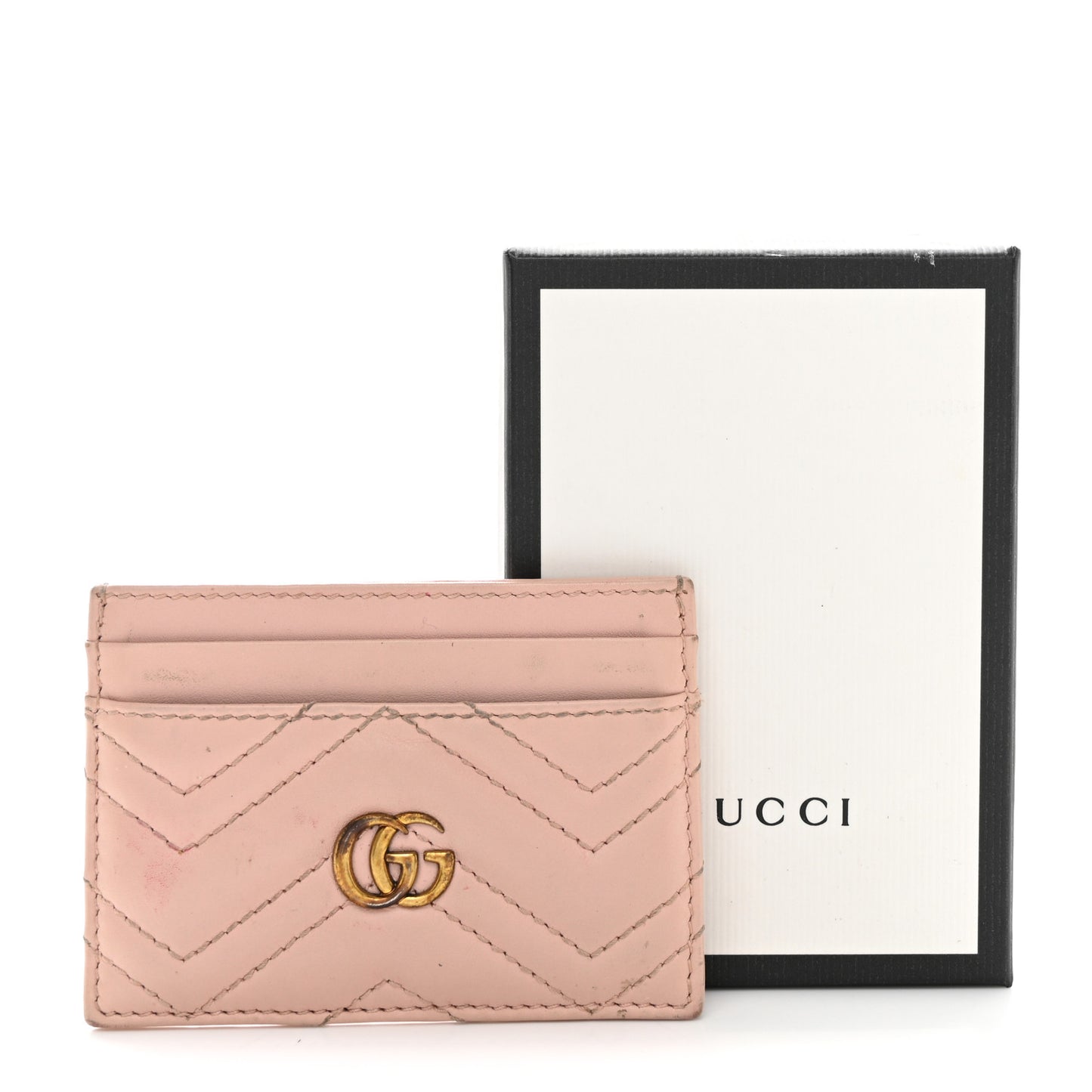 Calfskin Matelasse GG Marmont Card Holder Perfect Pink