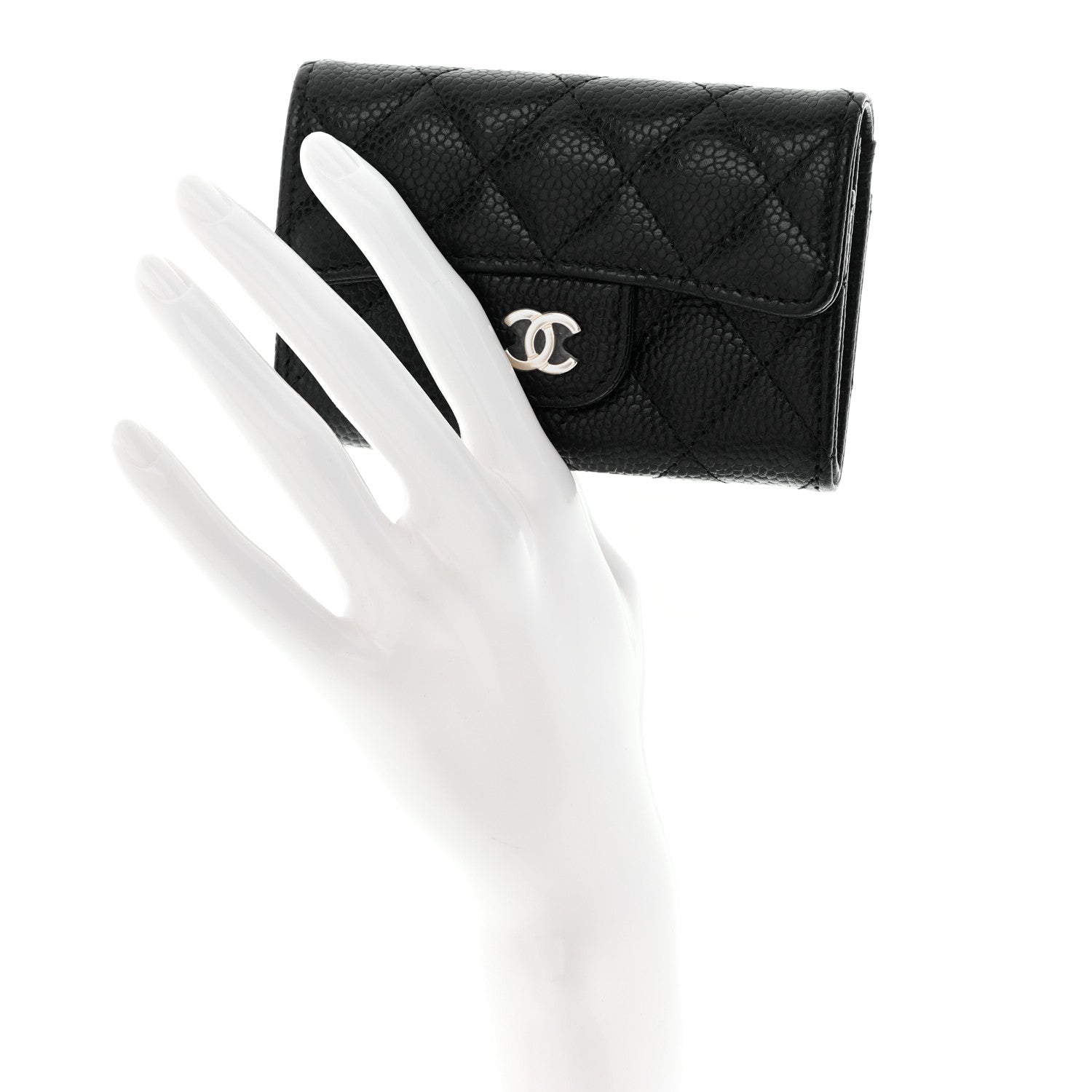 Chanel Caviar Quilted Flap Card Holder Wallet Black 2 of 11