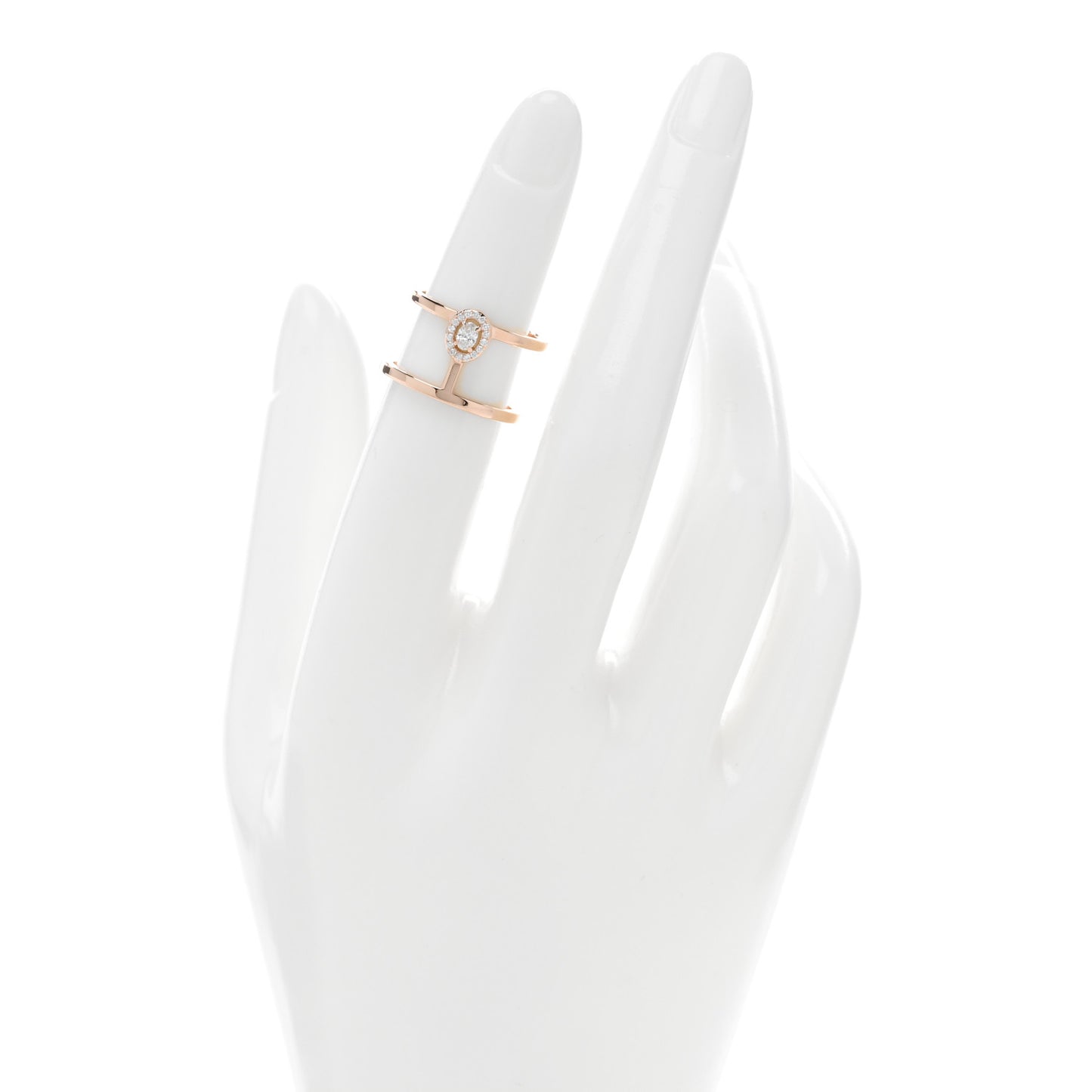 18K Pink Gold Diamond Glamazone 2 Row Ring 49 5