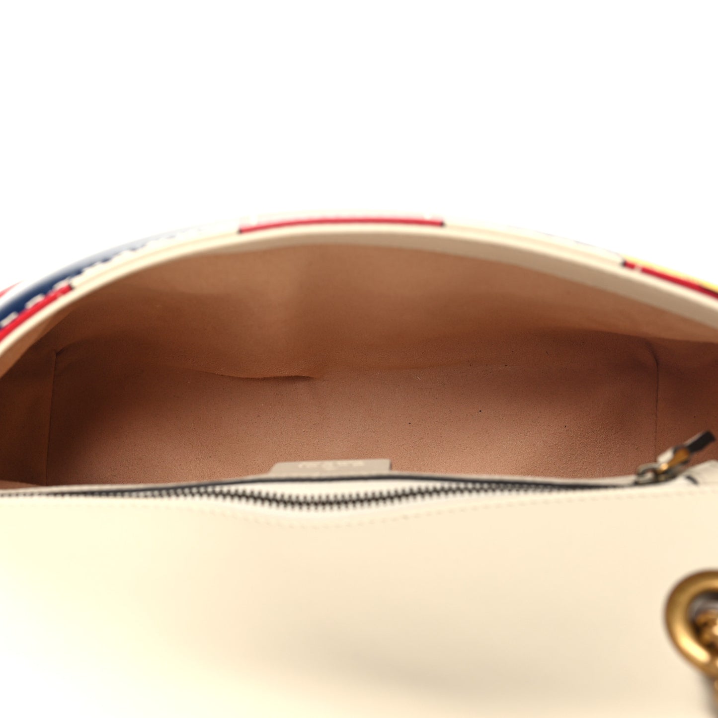 Calfskin Matelasse Trompe L'Oeil Print Small GG Marmont Shoulder Bag Mystic White Hibiscus Red Marine Giallo