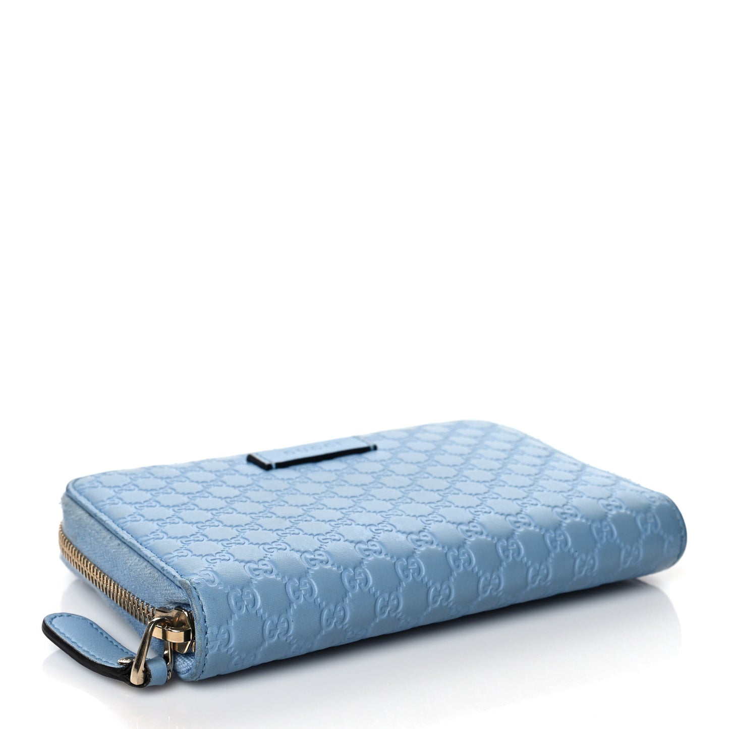 Soft Microguccissima Zip Around Organizer Wallet Mineral Blue