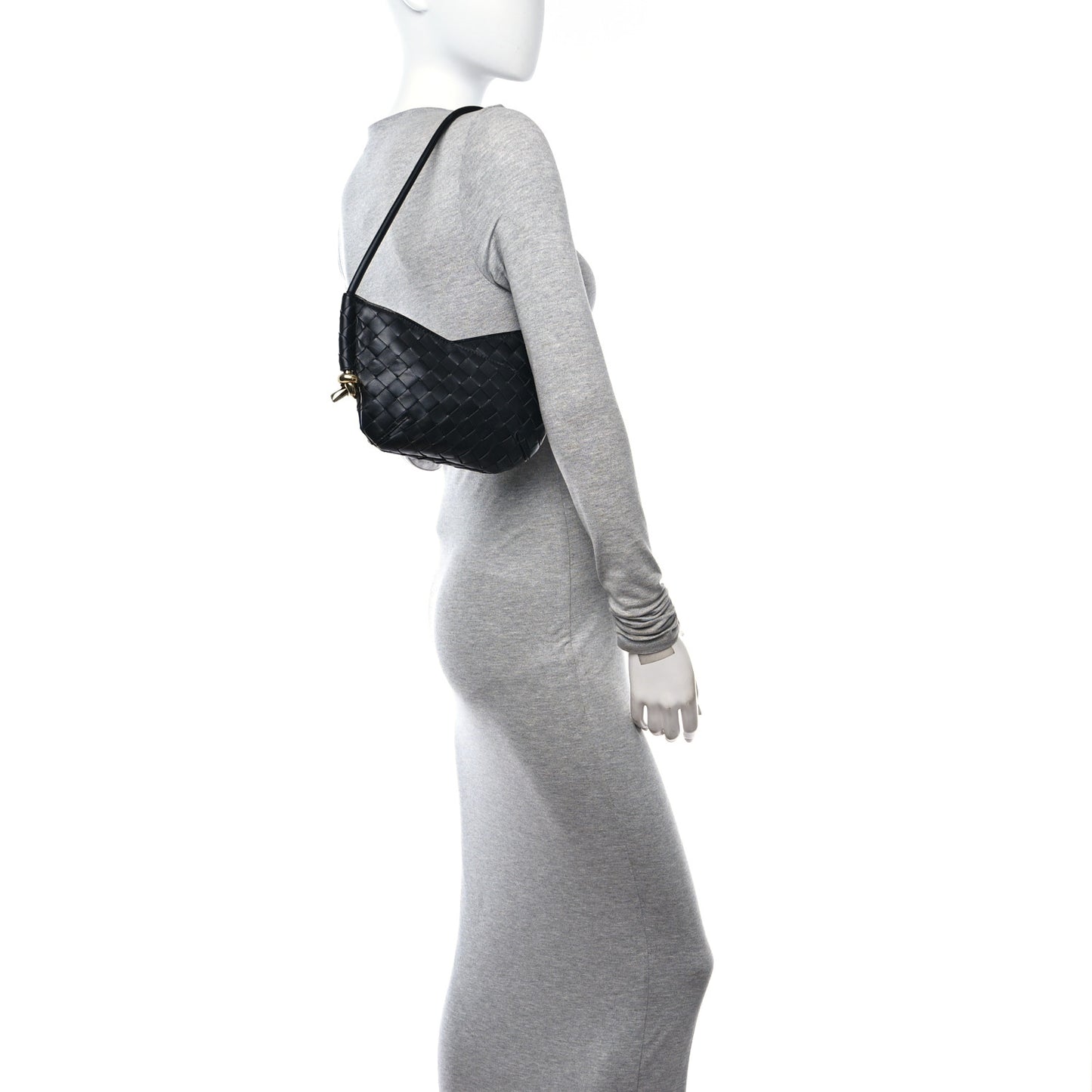 Nappa Intrecciato Mini Solstice Shoulder Bag Black