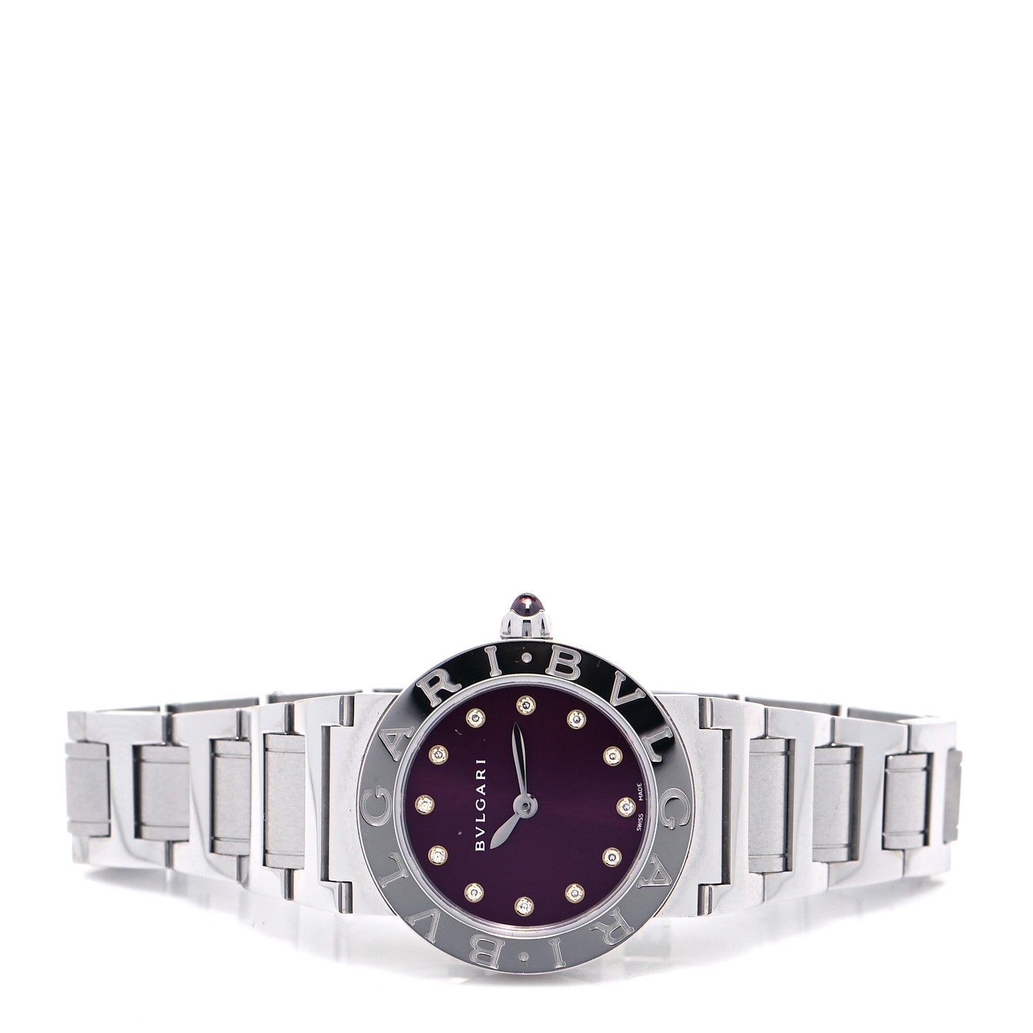 Bulgari Stainless Steel Diamond 26mm Quartz Watch Purple 2 of 5
