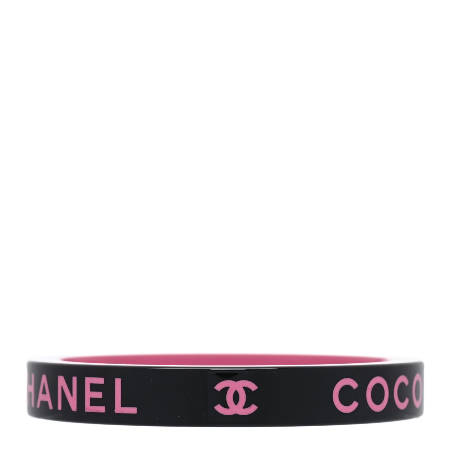 Resin Logo Bangle Bracelet Pink Black