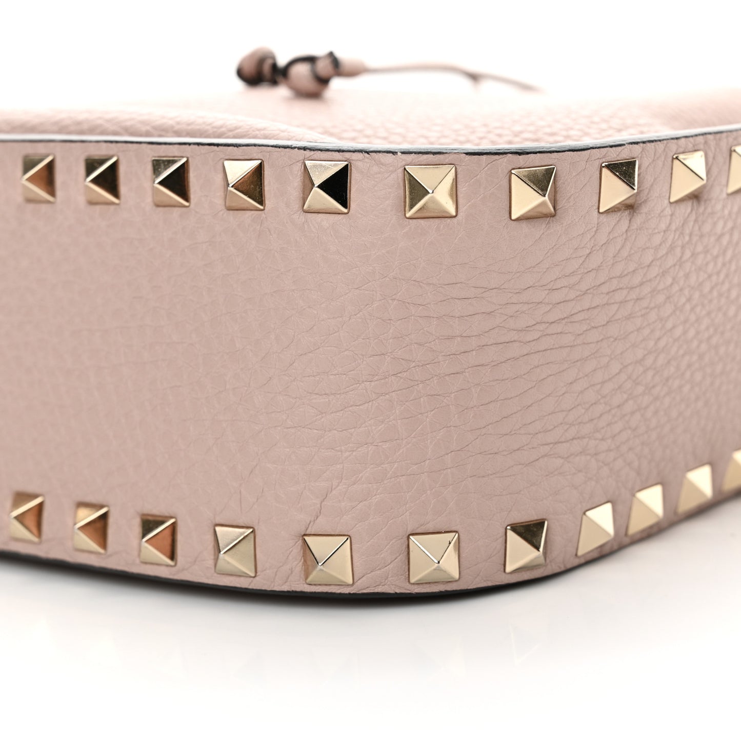 Grained Calfskin Rockstud Bucket Bag Poudre