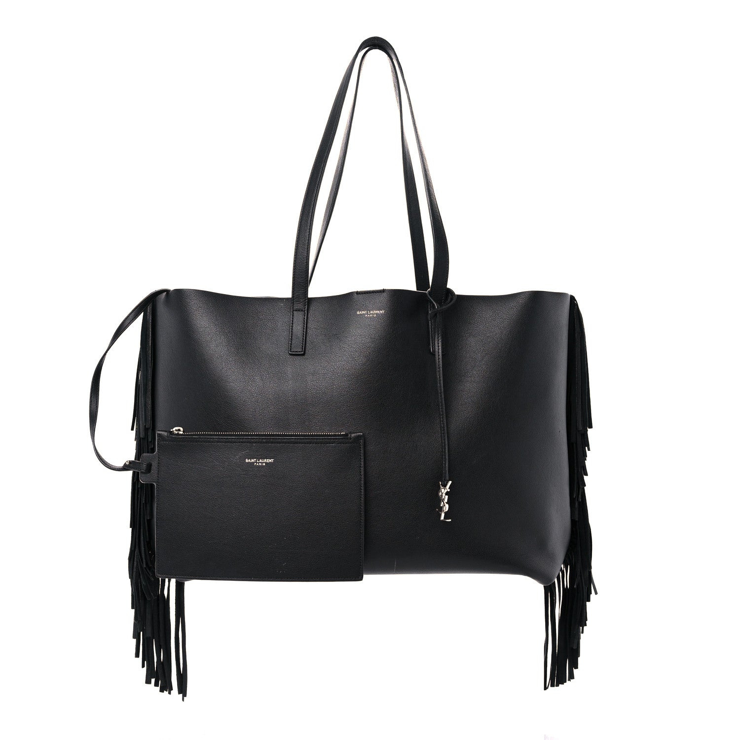 Saint Laurent Calfskin Large Fringe Shopping Tote Black 1 of 18