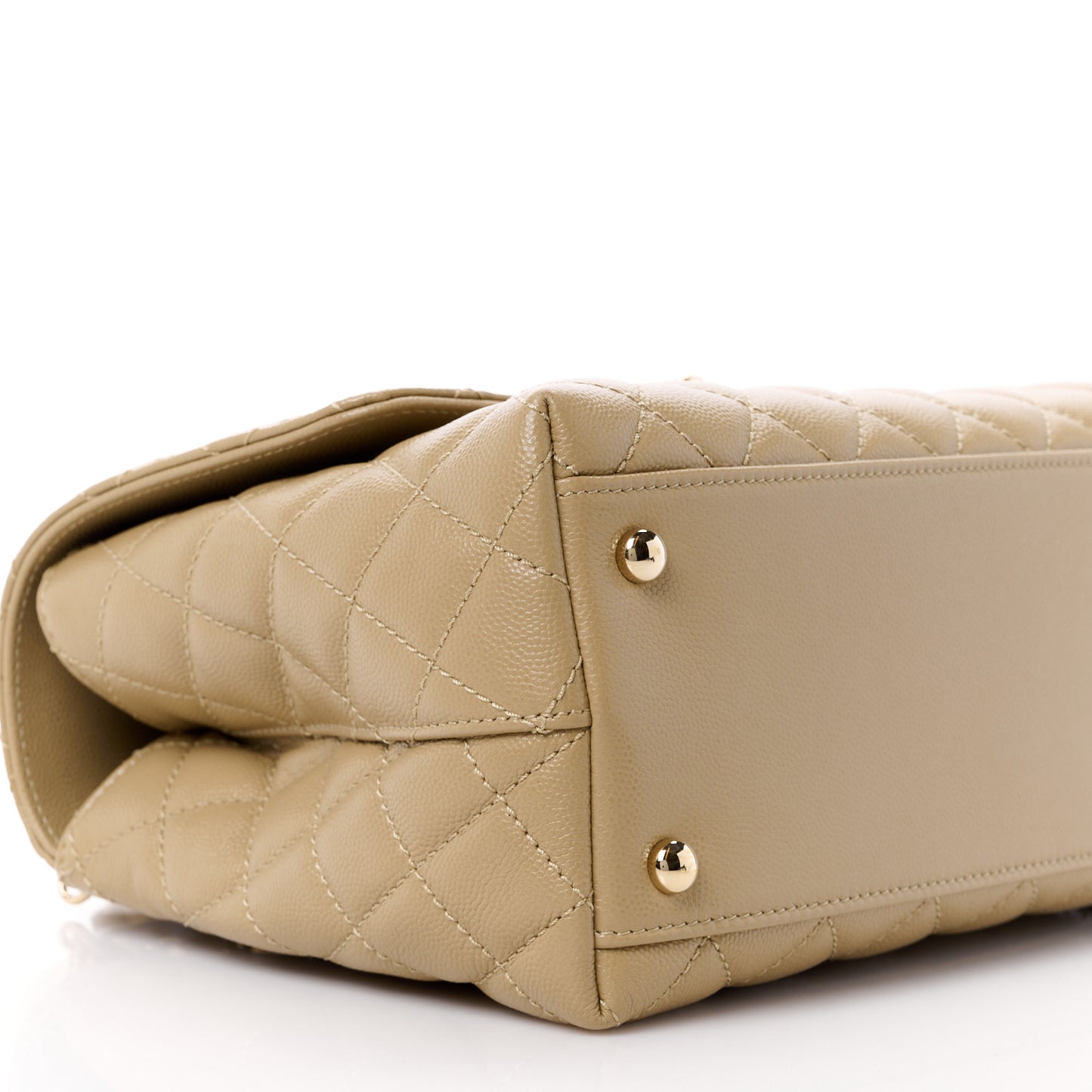 Caviar Lizard Embossed Quilted Small Coco Handle Flap Dark Beige