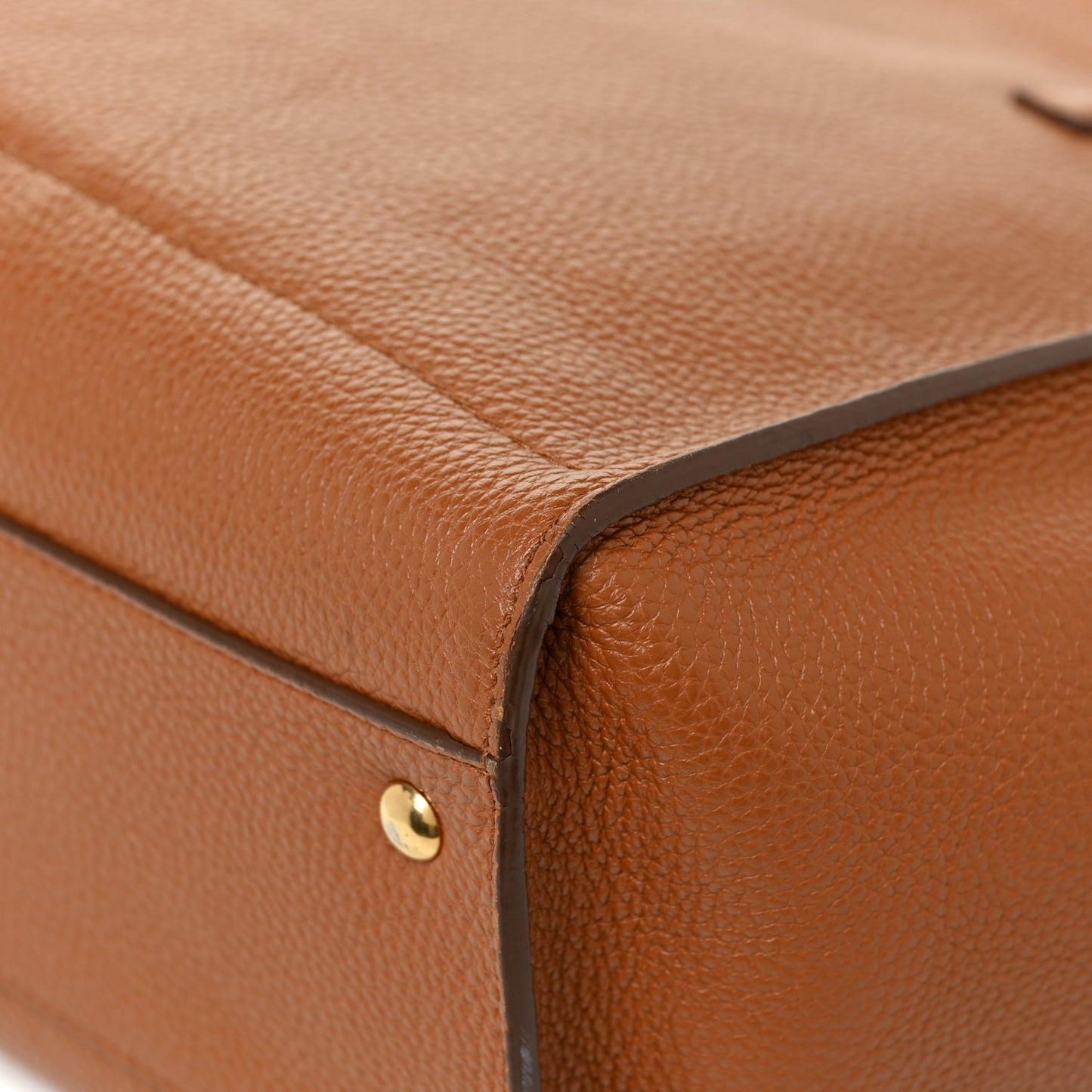 Hammered Calfskin Double Handle Amy Tote Chestnut
