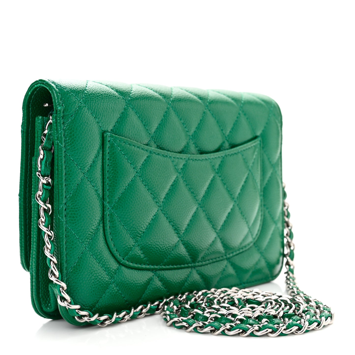 Caviar Quilted Wallet On Chain WOC Green