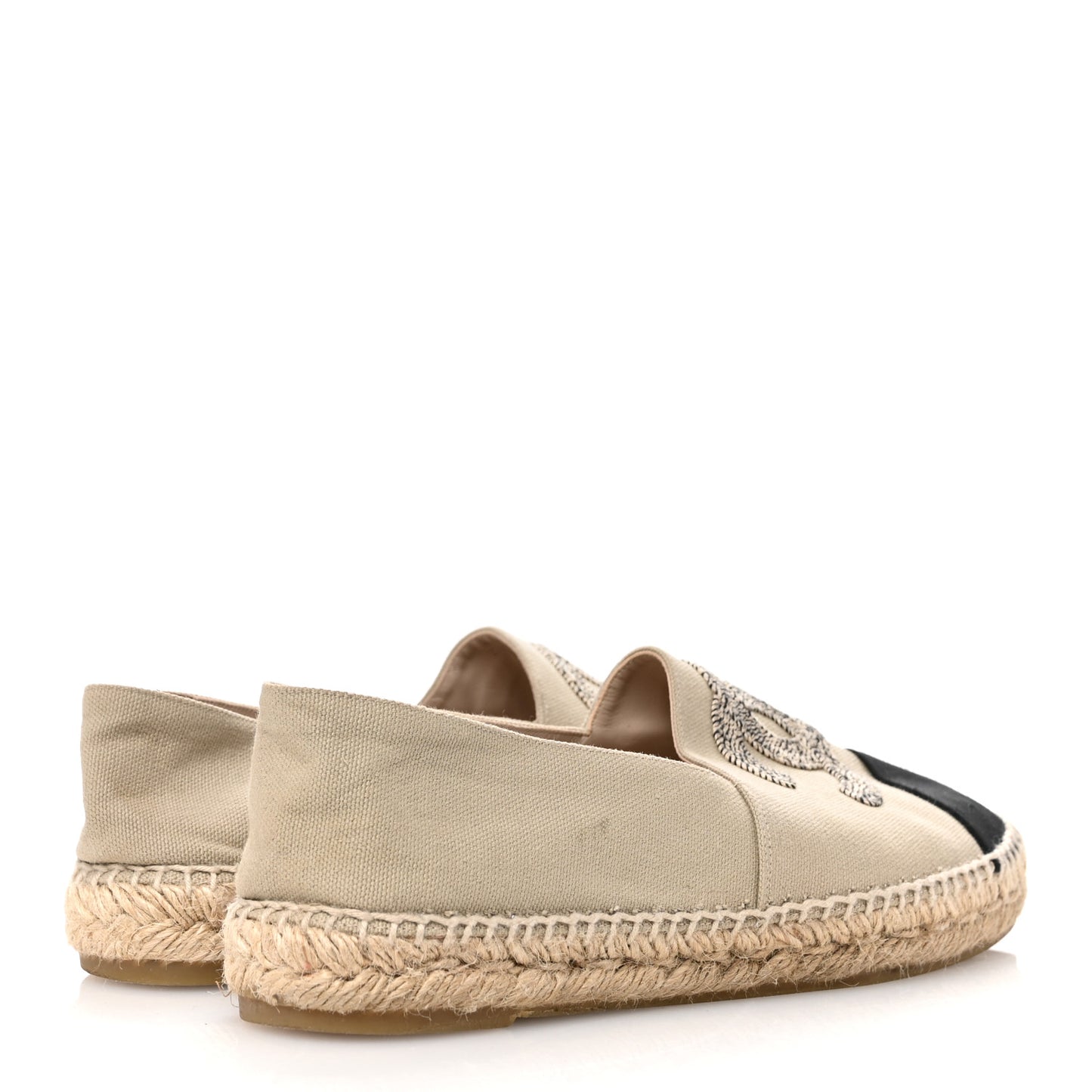 Canvas Grosgrain CC Espadrilles 40 Light Green Black