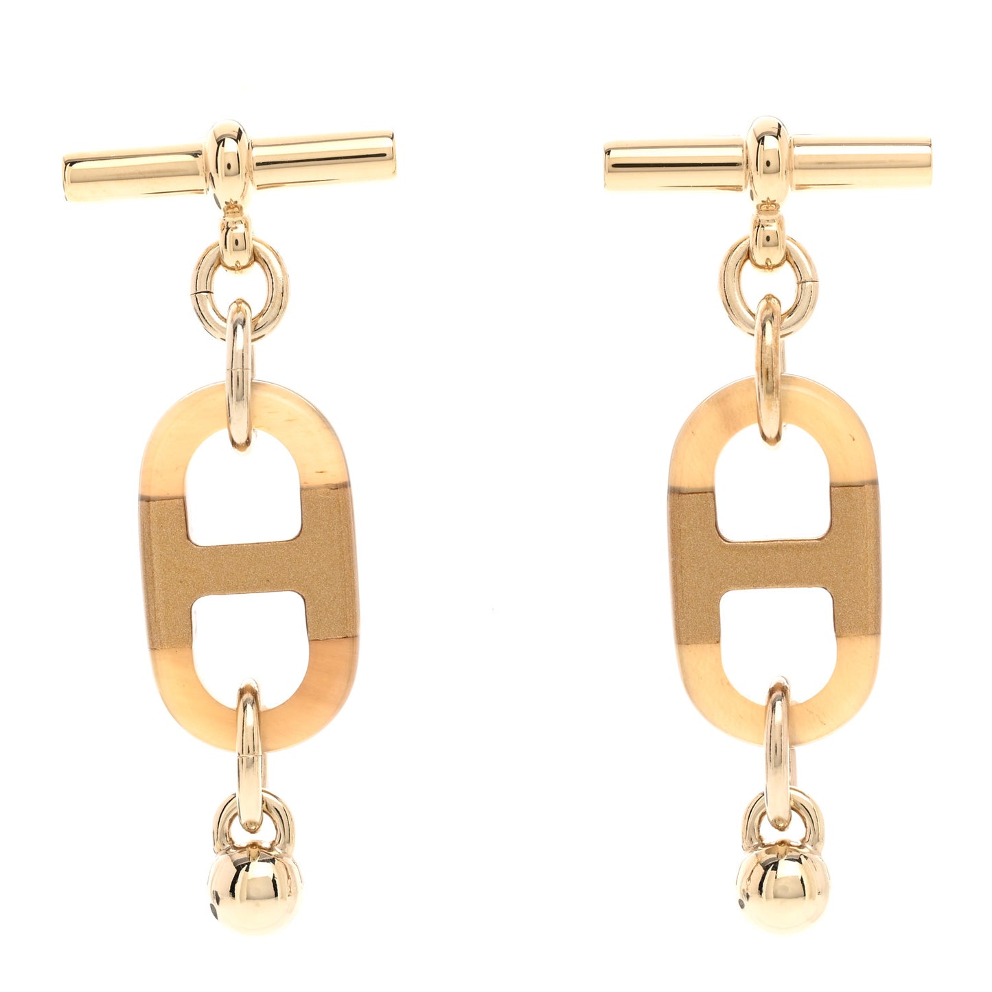 Lacquered Horn Permabrass Small Sur Mer Drop Earrings Gold