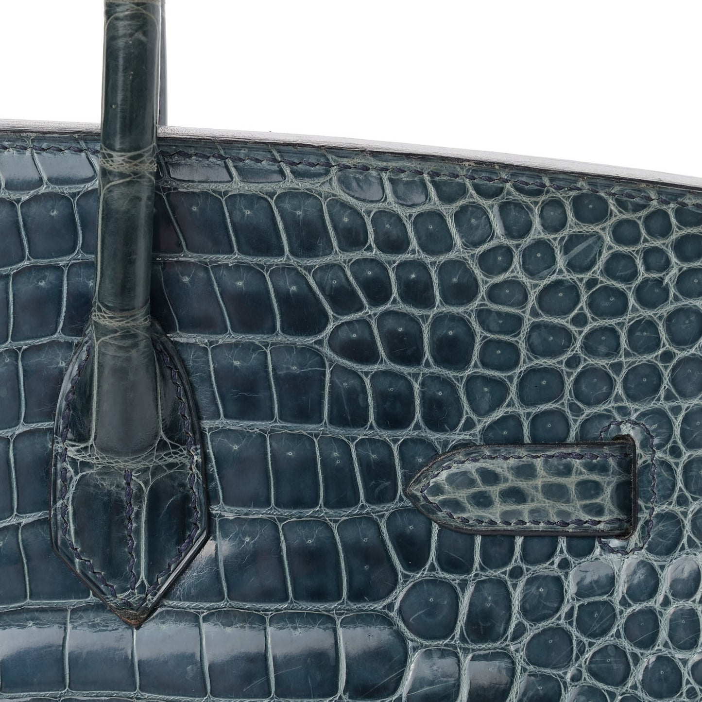 Shiny Porosus Crocodile Birkin 35 Bleu Roi