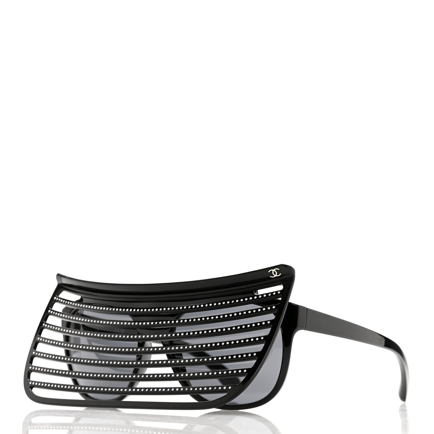 Nylon Crystal Square Sunglasses 71538 Black Grey