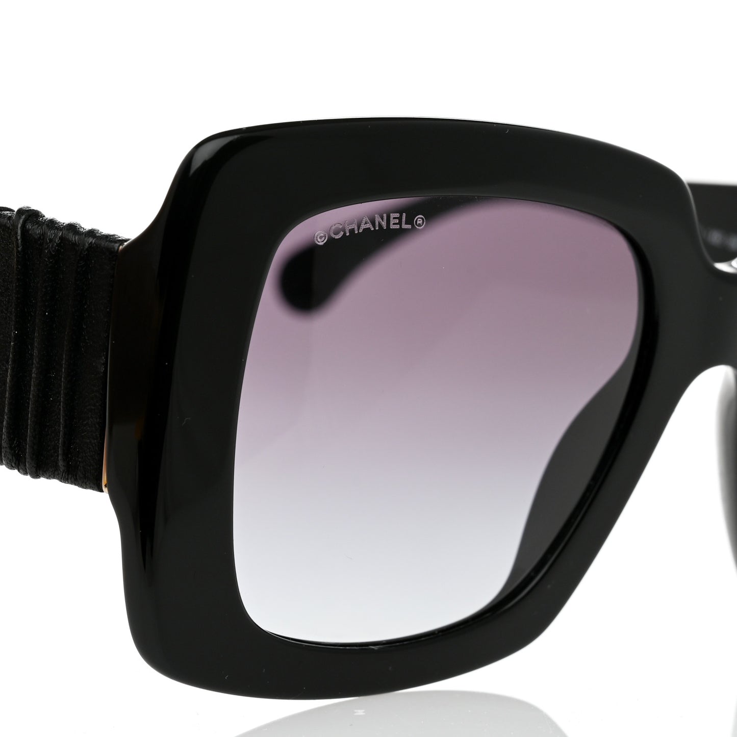 Acetate Calfskin Square Sunglasses 5474-Q Black