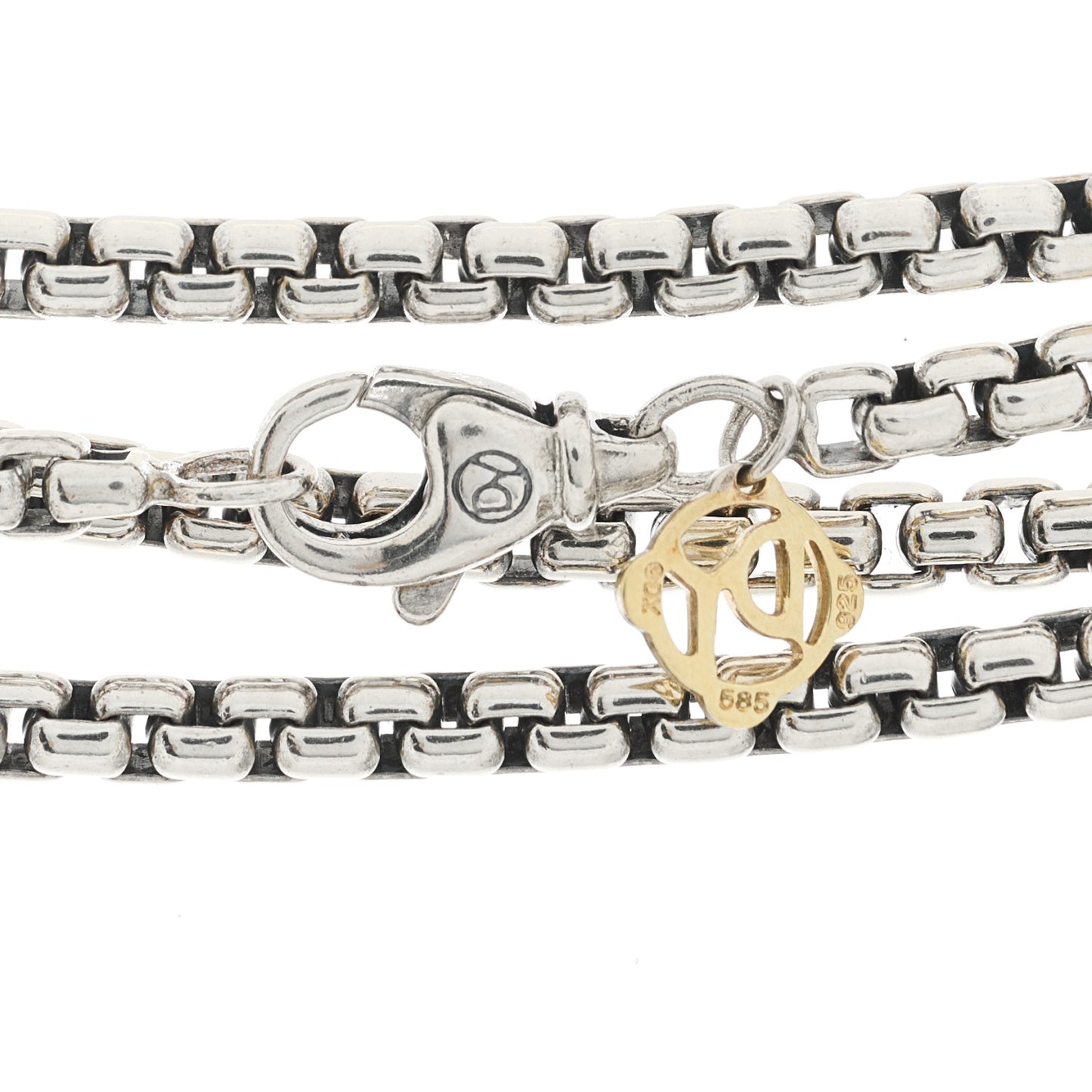 Sterling Silver 14K Yellow Gold 3.6mm Box Chain Necklace 72"