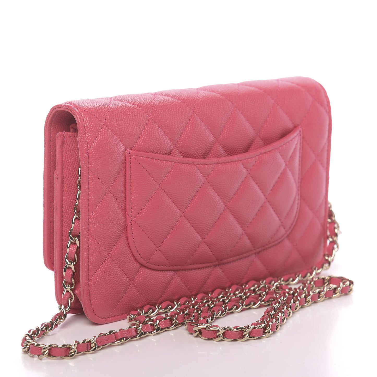 Caviar Quilted French New Wave Chain CC Wallet On Chain WOC Pink