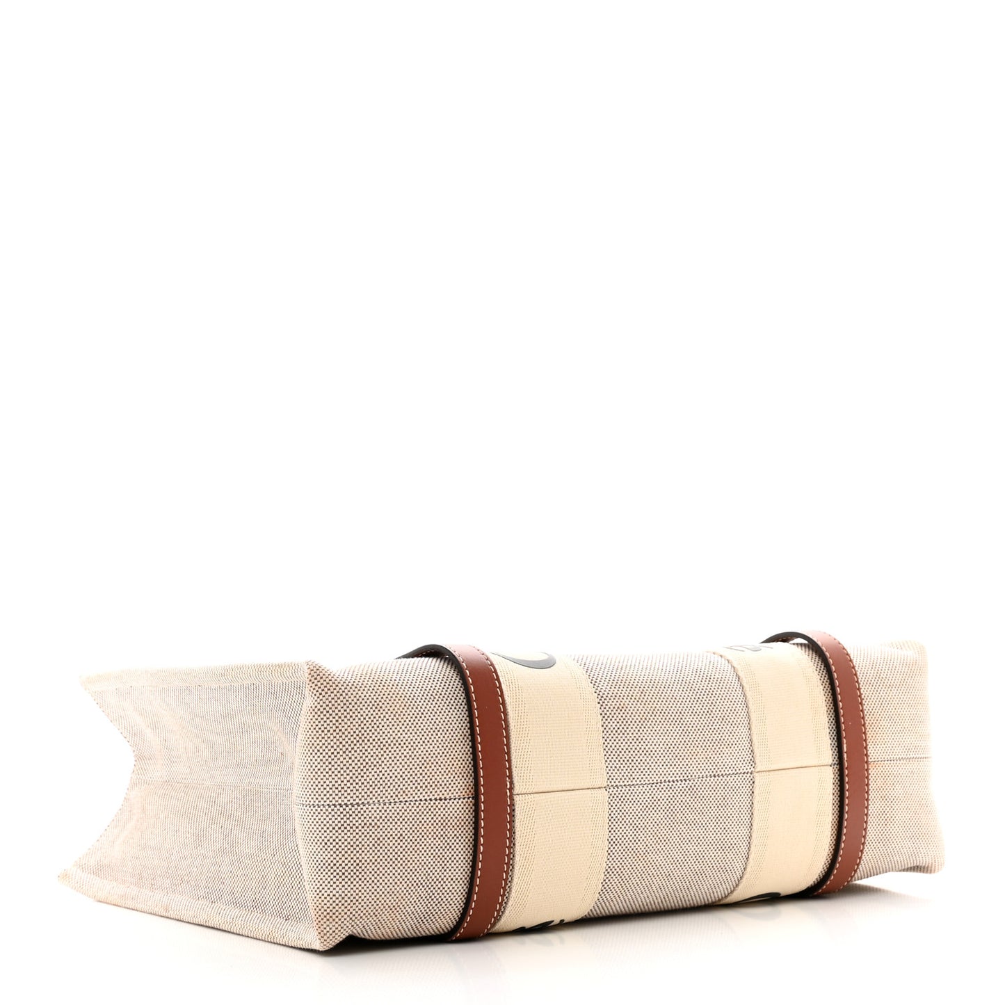 Cotton Calfskin Medium Woody Ribbon Tote White Brown