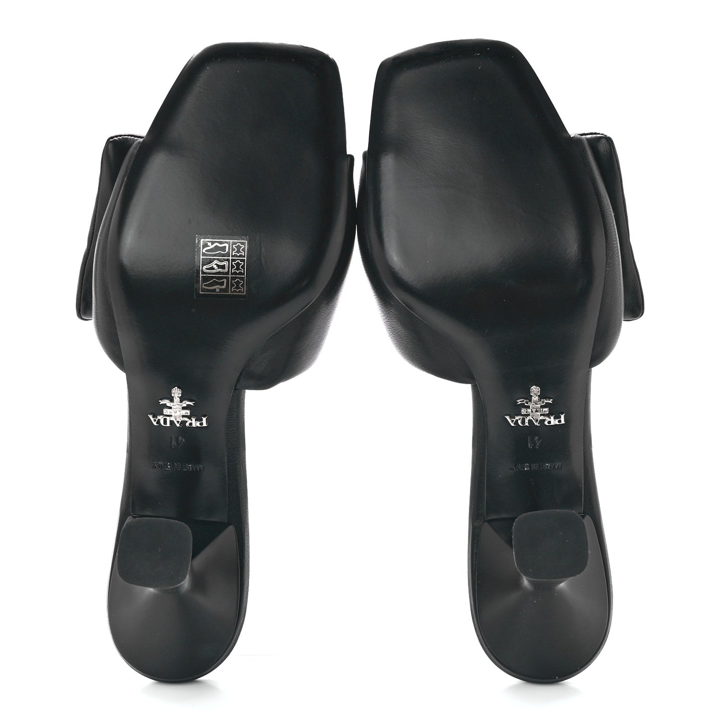 Nappa Soft Padded Metal Triangle Logo 65mm Slide Sandals 41 Black