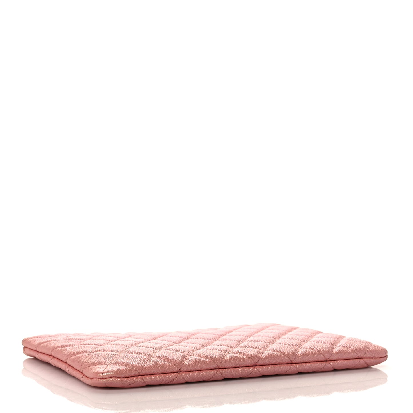 Iridescent Caviar Quilted Medium Cosmetic Case Rose Pink
