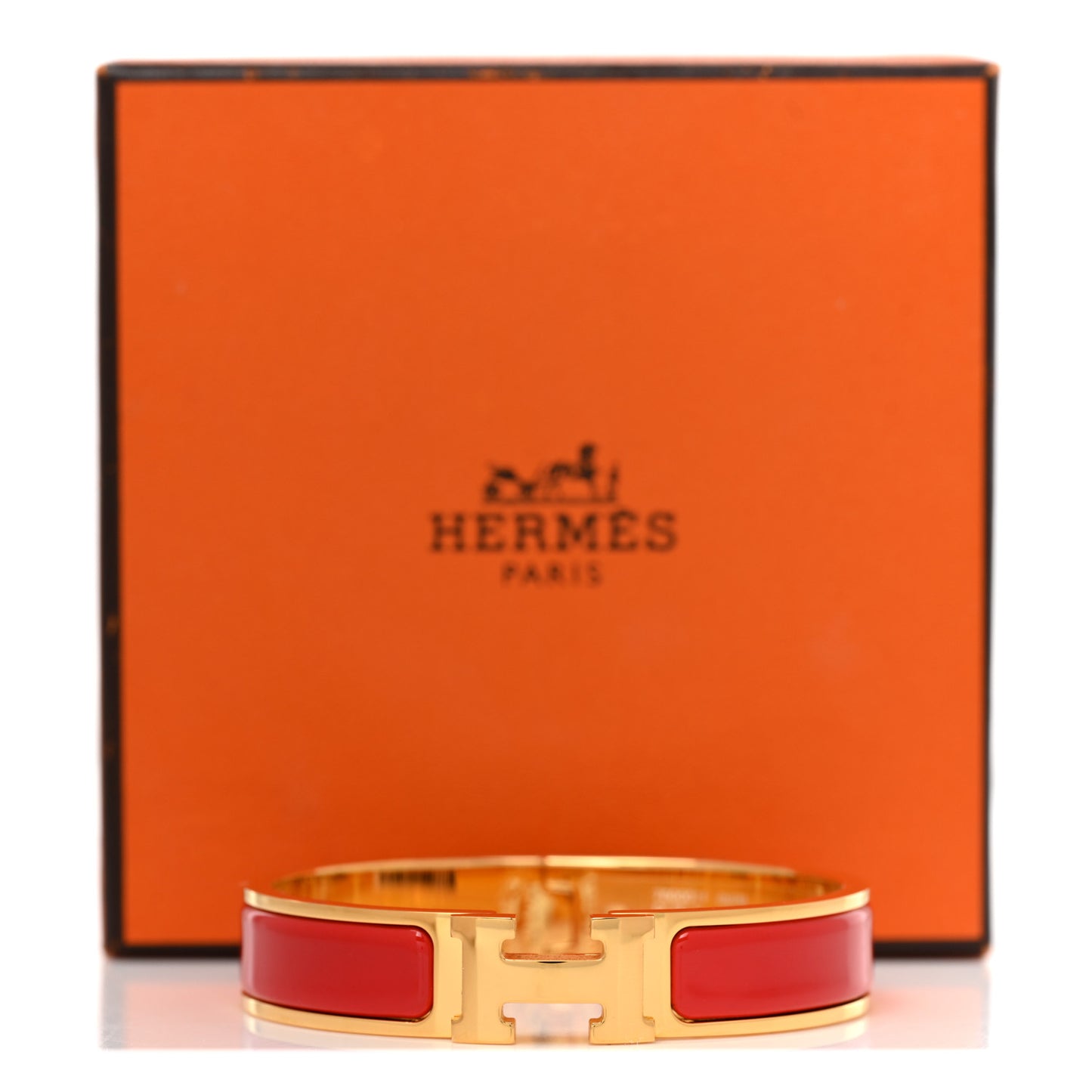 Enamel Narrow Clic Clac H Bracelet PM Rouge Bandana