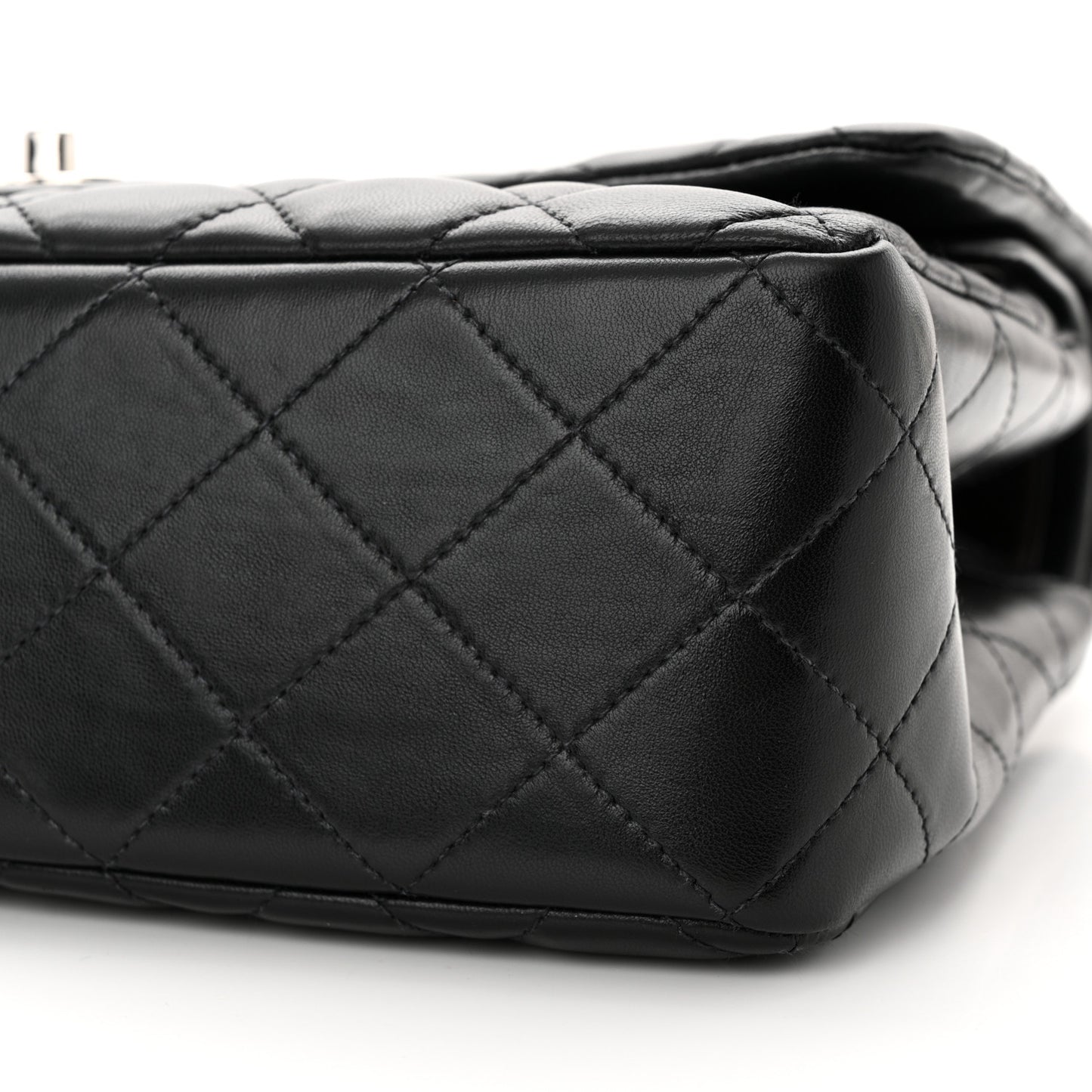 Lambskin Quilted Jumbo Double Flap Black