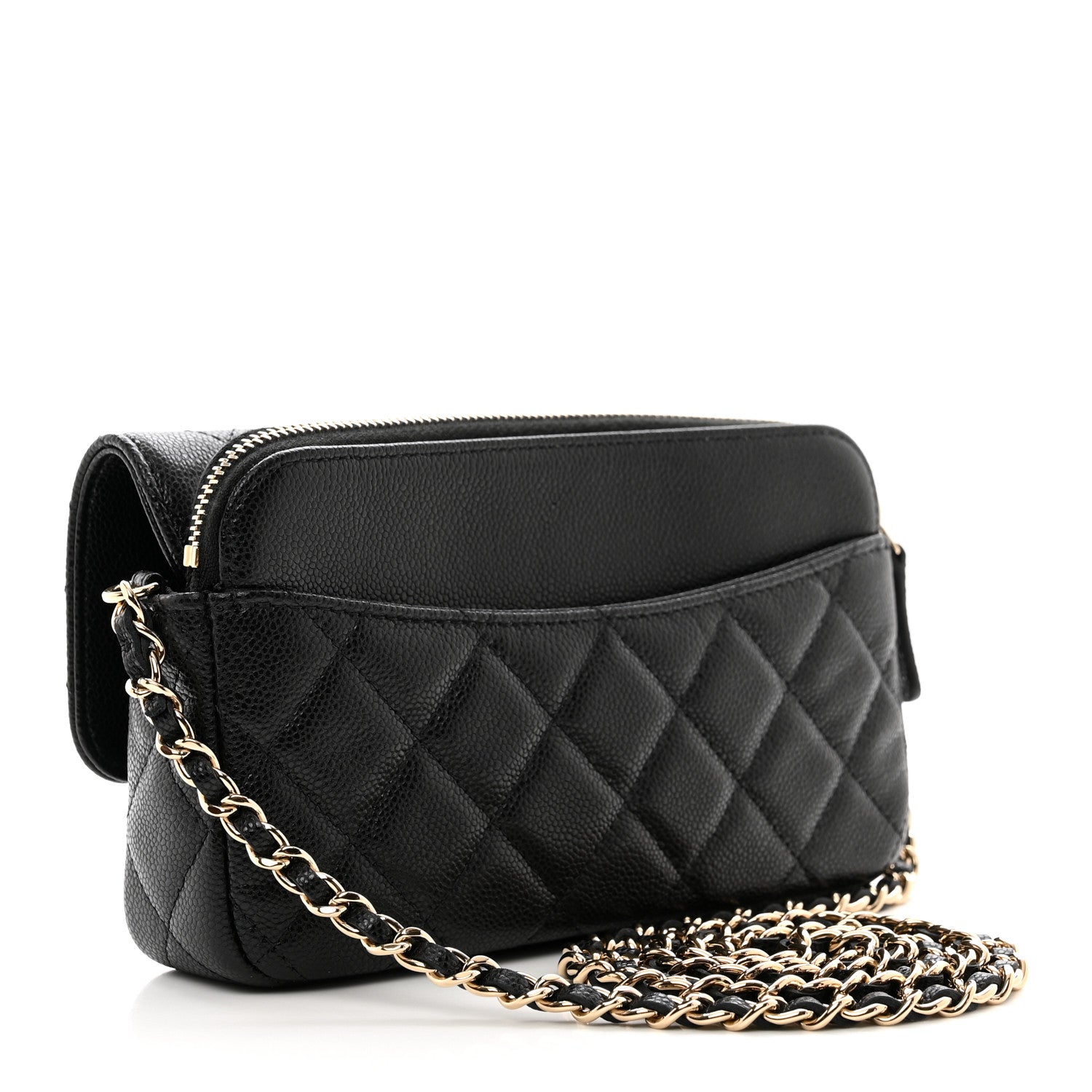 Chanel Caviar Quilted Flap Phone Holder With Chain Black 3 of 12