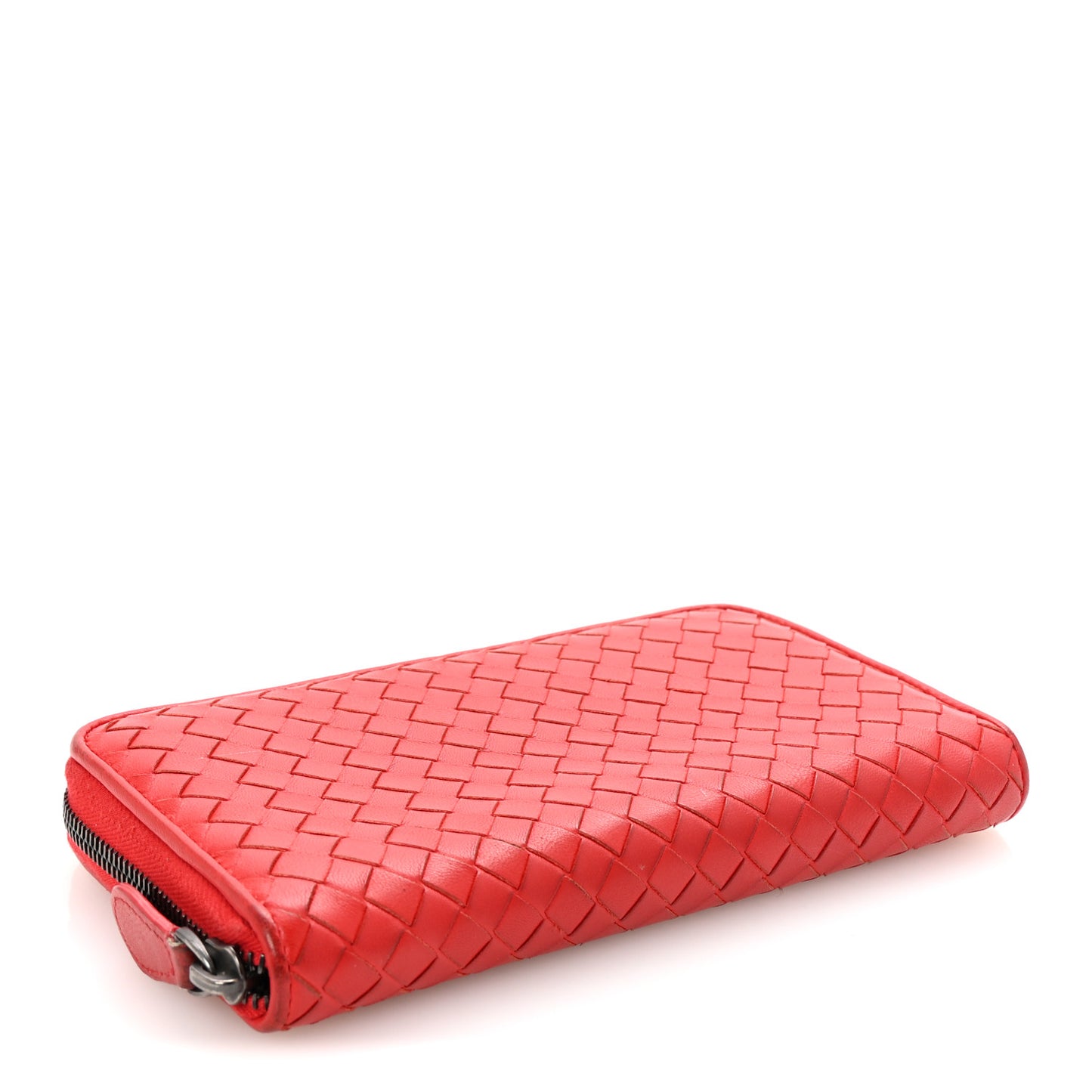 Nappa Intrecciato Zip Around Wallet Red