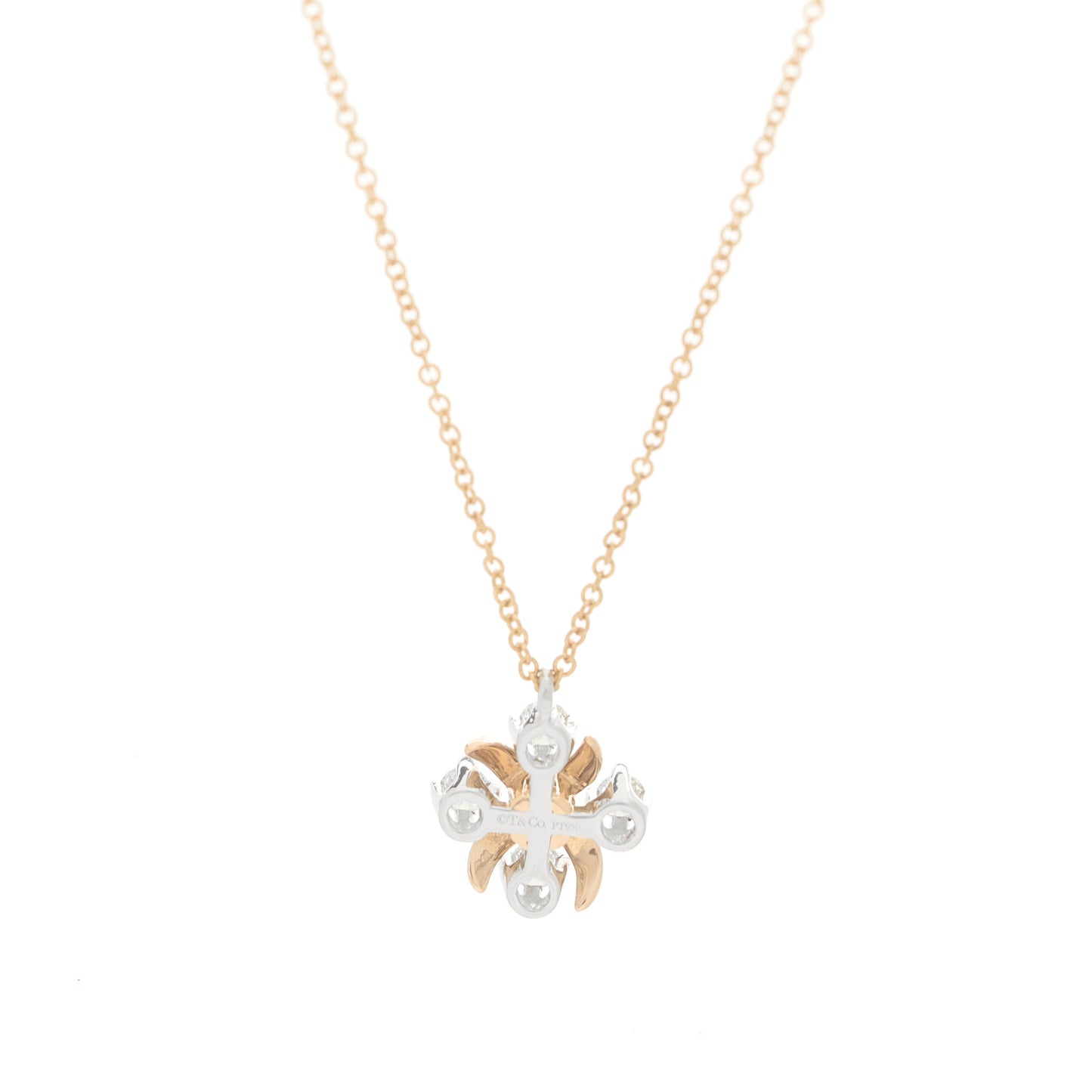 18K Rose Gold Platinum Diamond Schlumberger Lynn Pendant Necklace