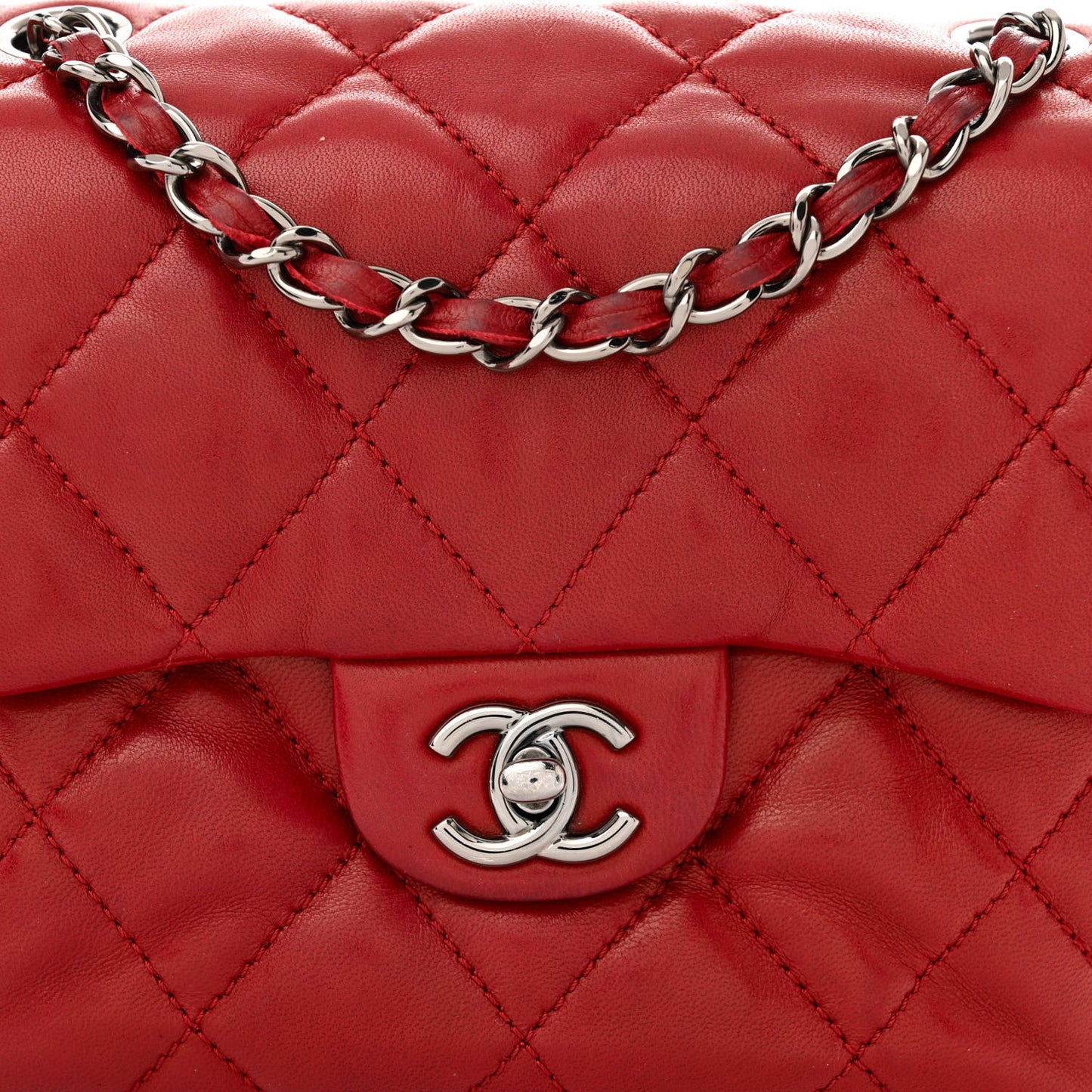 Lambskin Quilted Mini Chanel 3 Flap Red