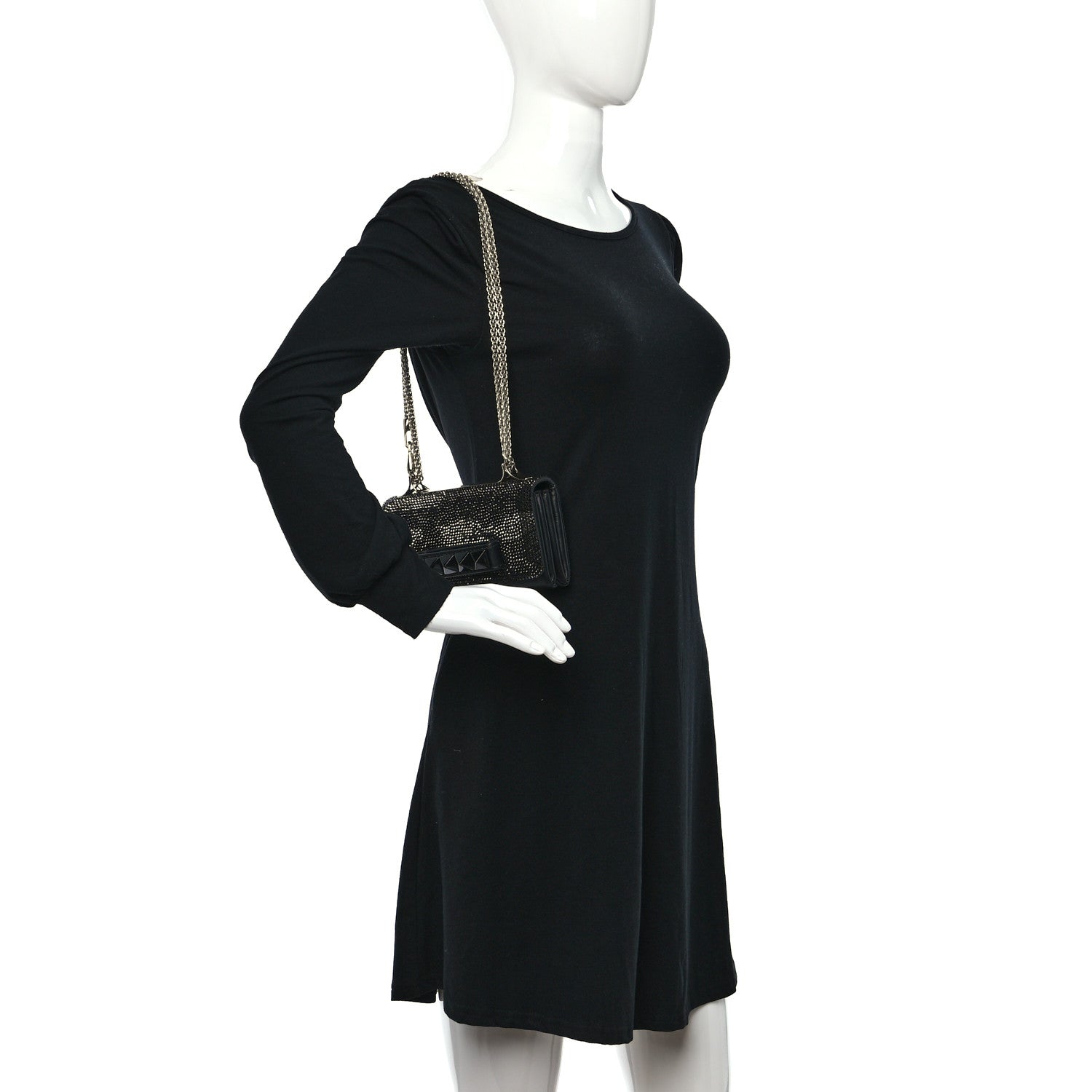 Valentino Garavani Nappa Crystal Mini Va Va Voom Shoulder Bag Black 2 of 8