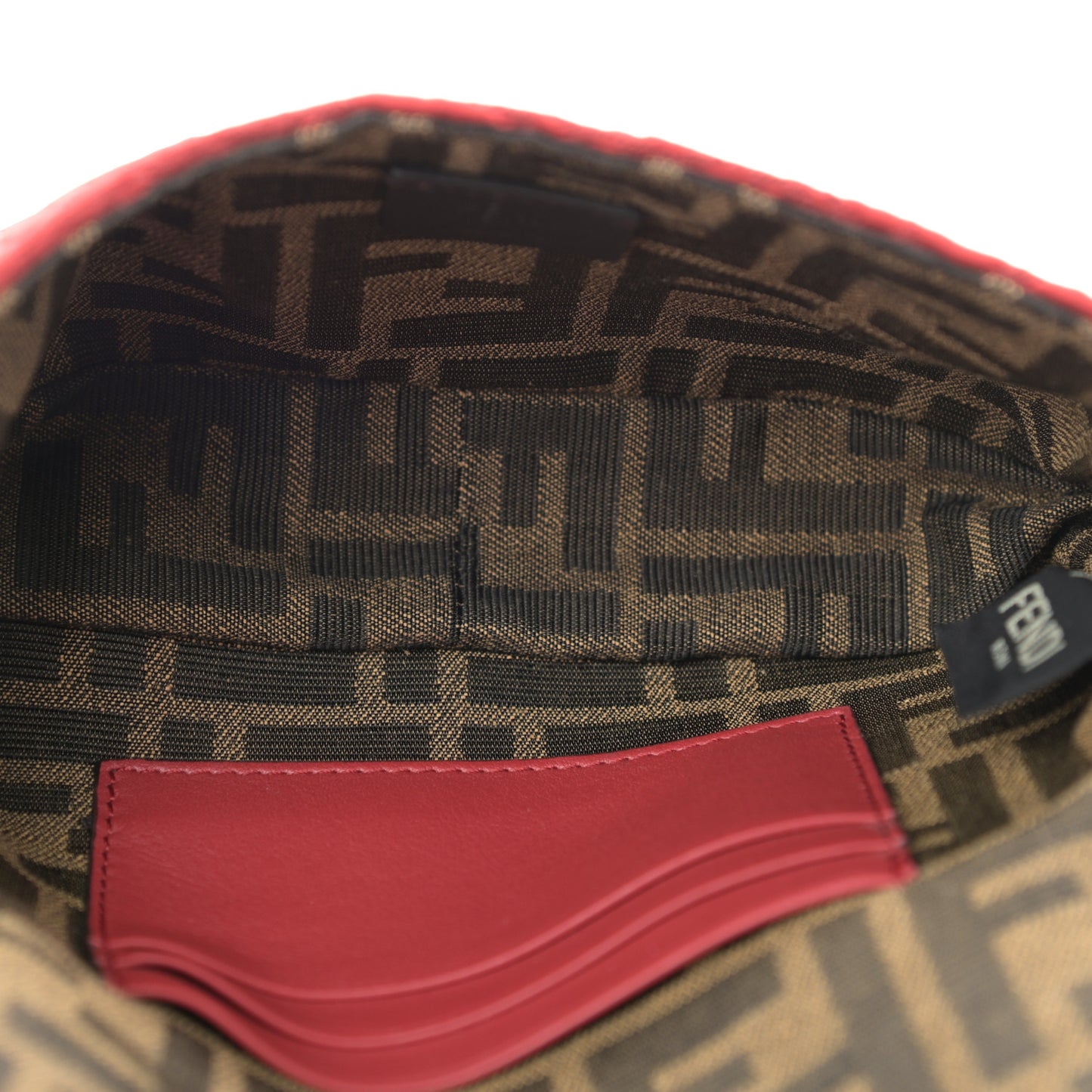 Fabric Floral Embroidered Hip Belt Baguette Bag Rosso
